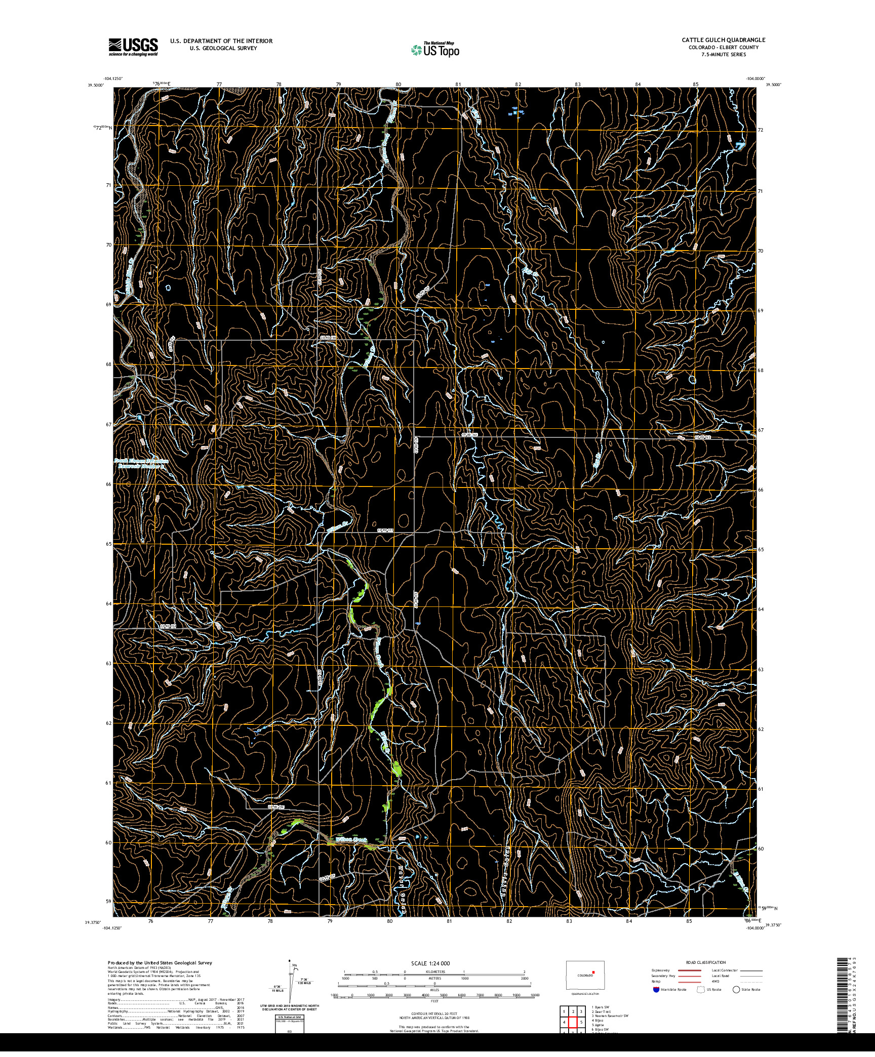 US TOPO 7.5-MINUTE MAP FOR CATTLE GULCH, CO