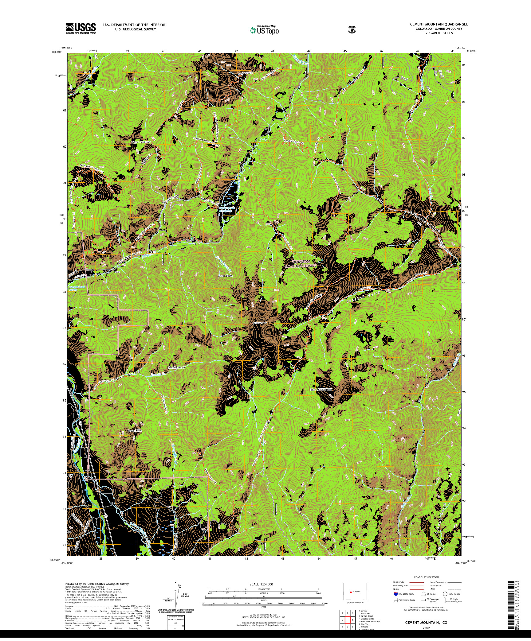 US TOPO 7.5-MINUTE MAP FOR CEMENT MOUNTAIN, CO