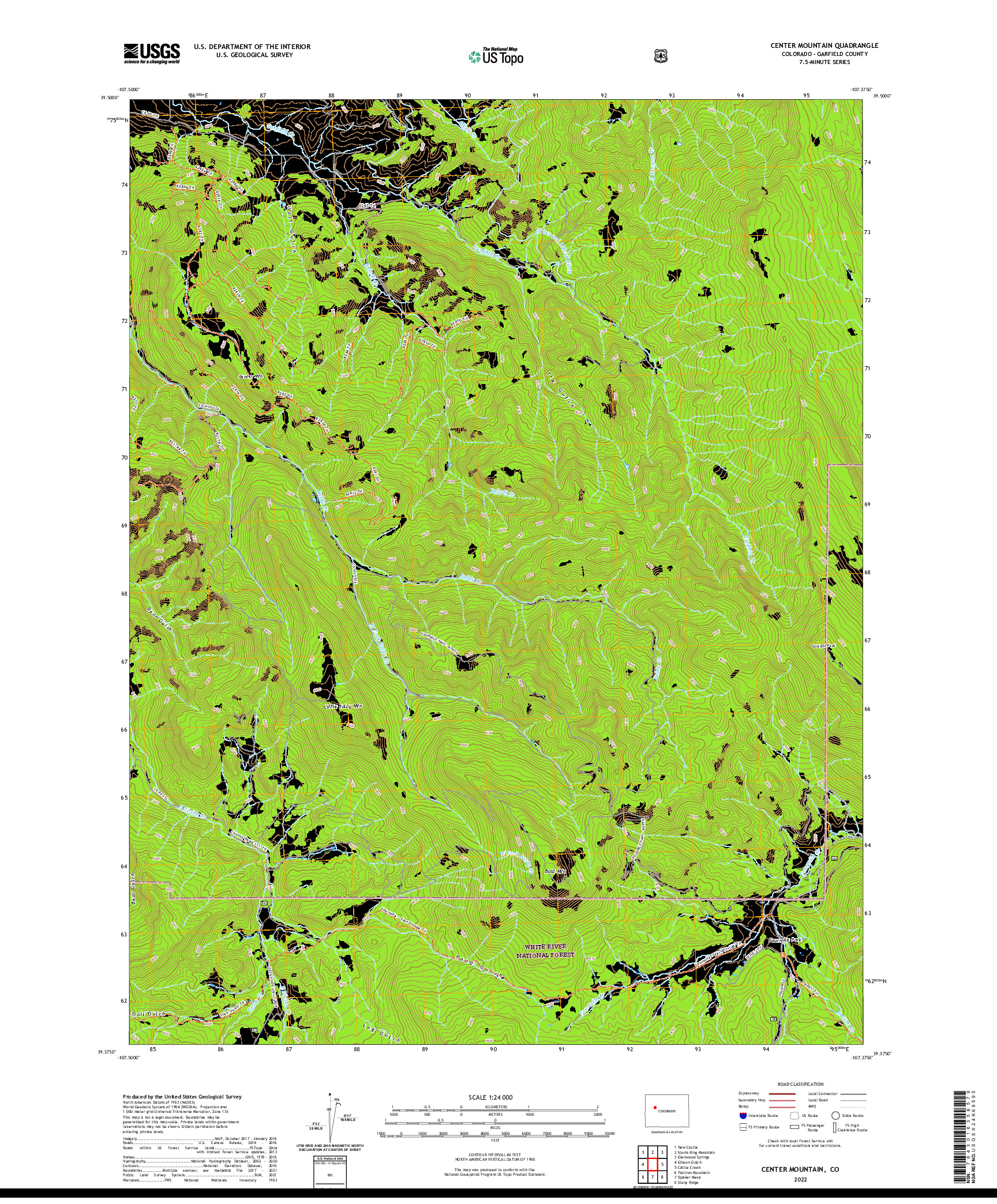 US TOPO 7.5-MINUTE MAP FOR CENTER MOUNTAIN, CO