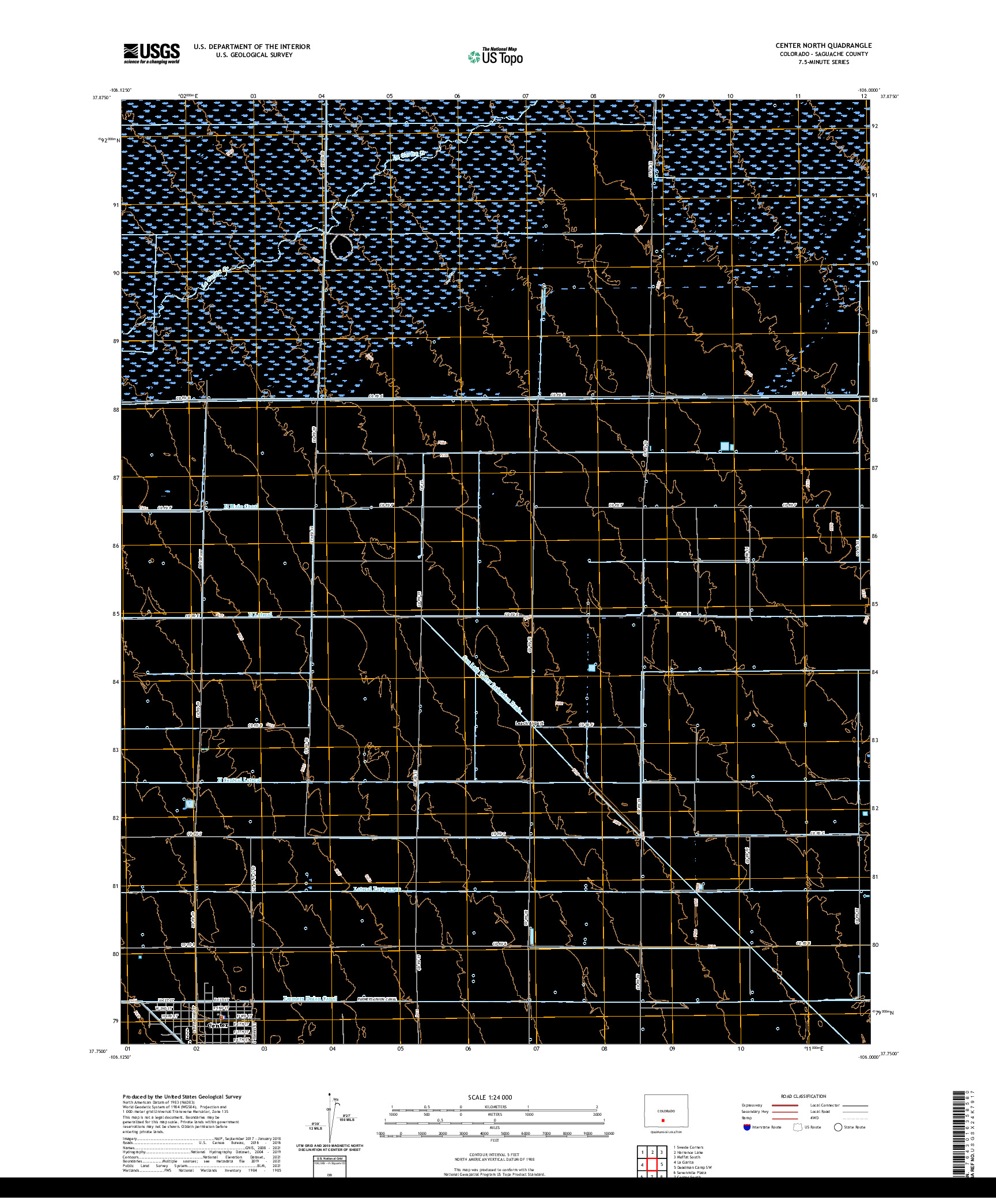 US TOPO 7.5-MINUTE MAP FOR CENTER NORTH, CO