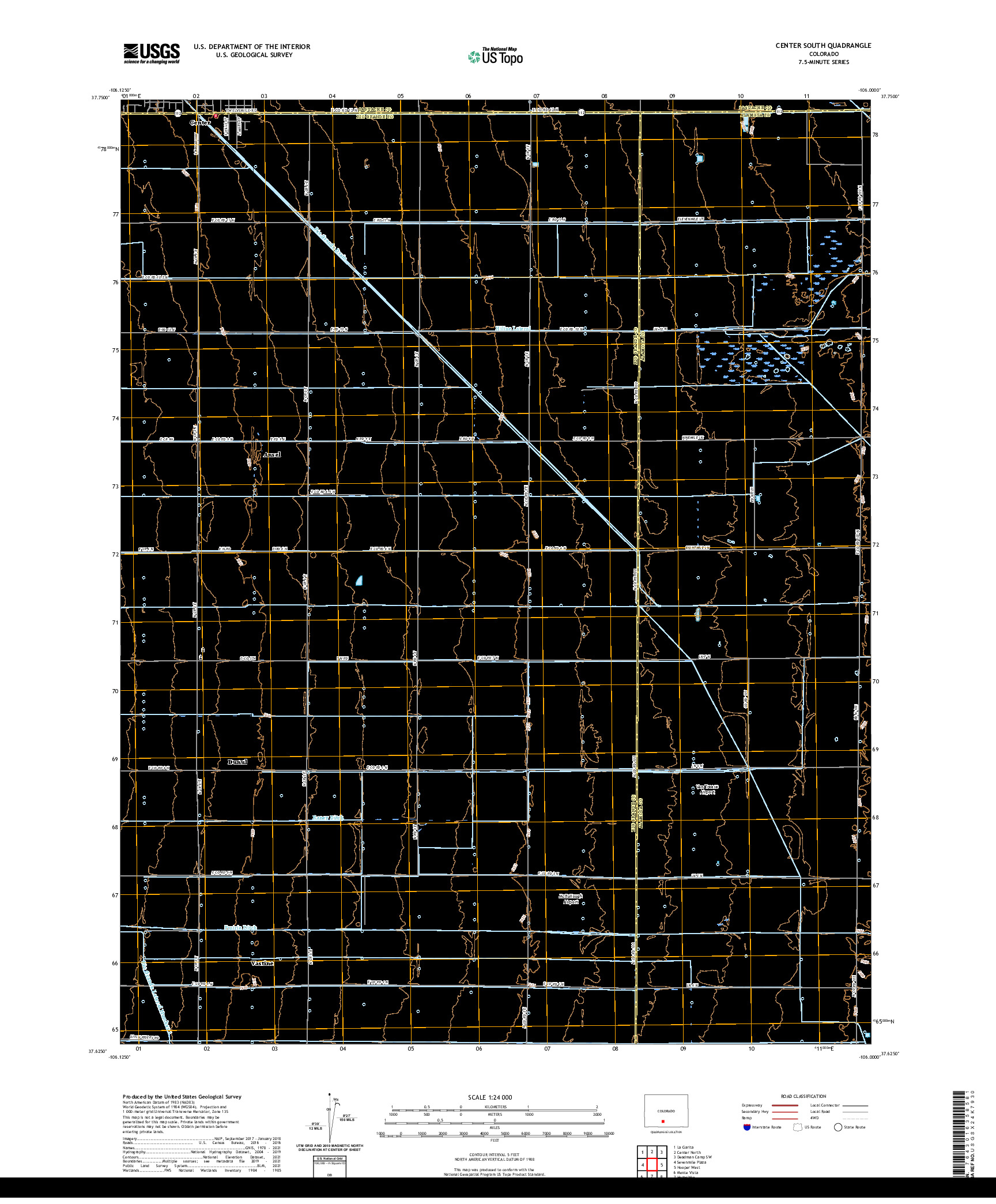 US TOPO 7.5-MINUTE MAP FOR CENTER SOUTH, CO