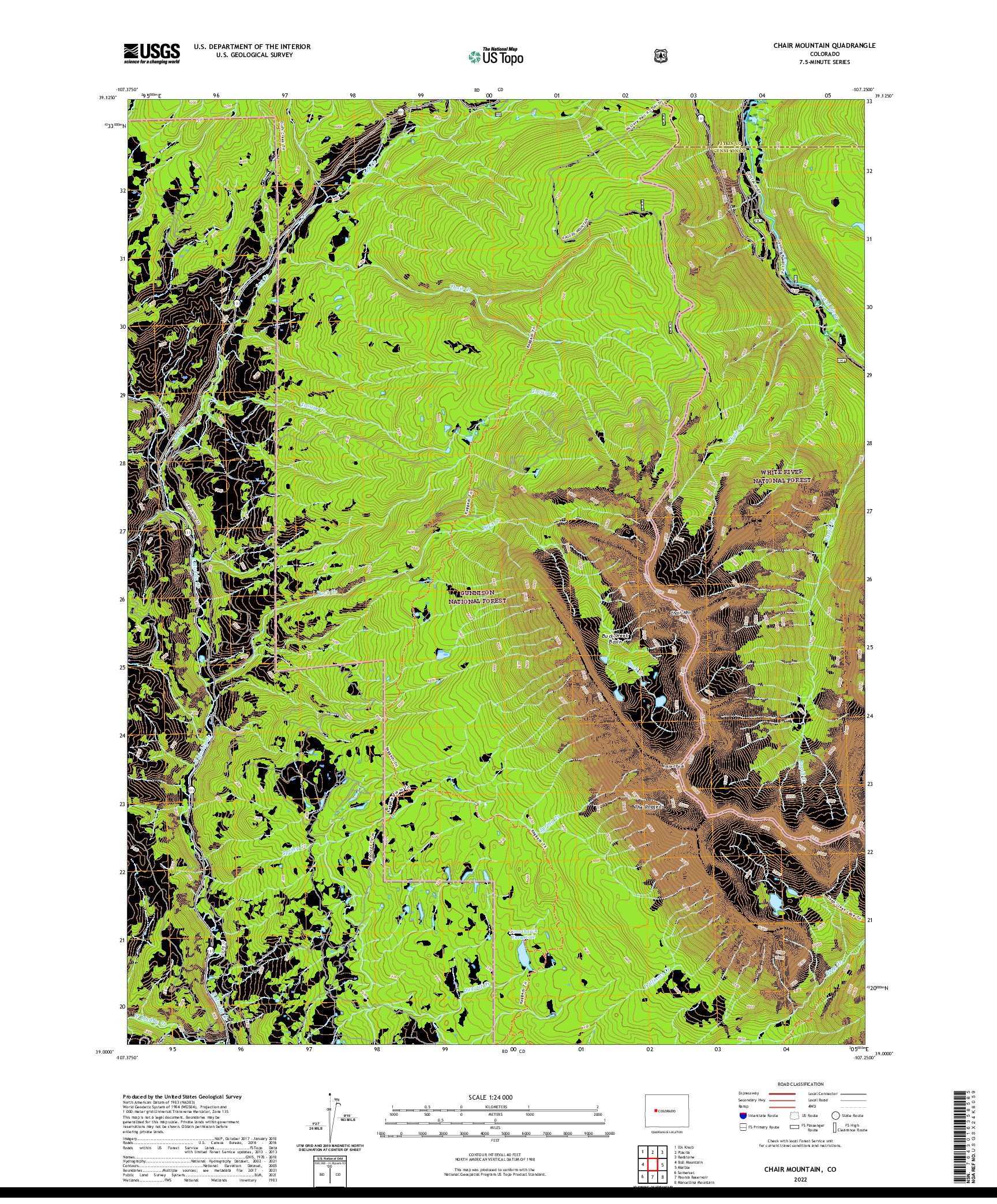 US TOPO 7.5-MINUTE MAP FOR CHAIR MOUNTAIN, CO