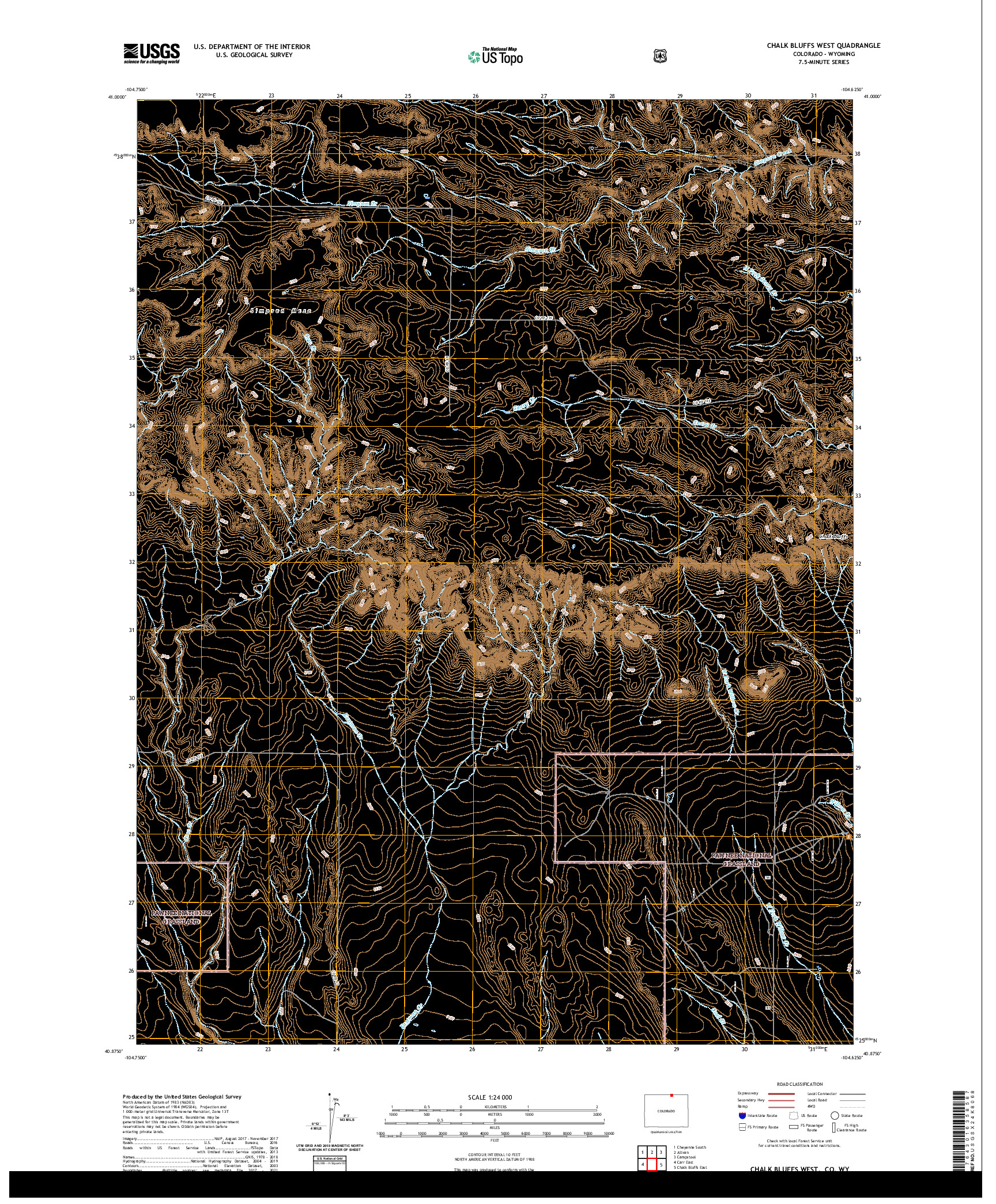 US TOPO 7.5-MINUTE MAP FOR CHALK BLUFFS WEST, CO,WY