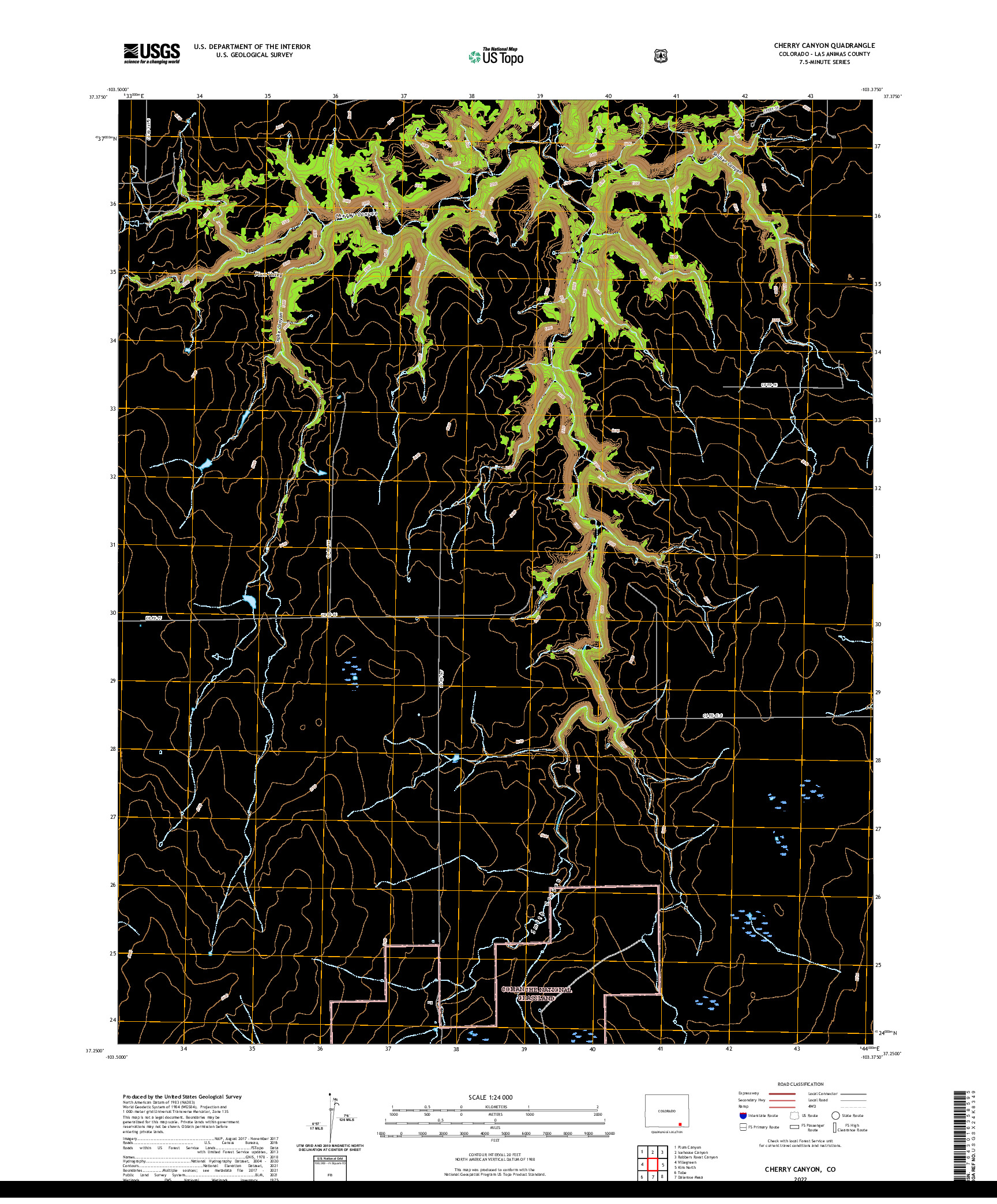 US TOPO 7.5-MINUTE MAP FOR CHERRY CANYON, CO