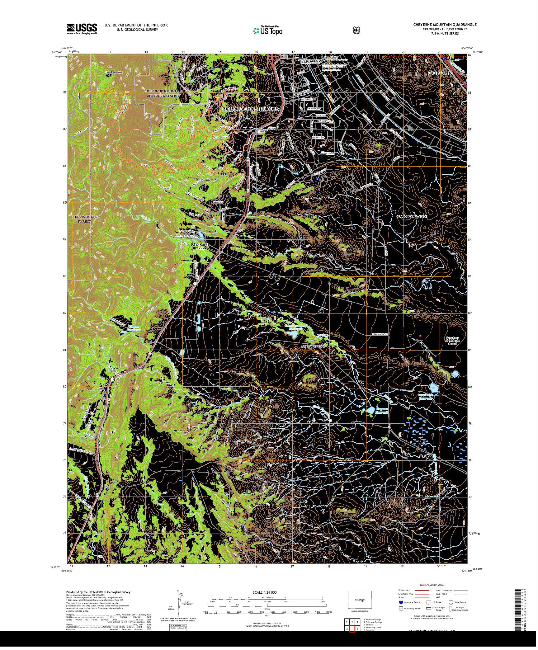 US TOPO 7.5-MINUTE MAP FOR CHEYENNE MOUNTAIN, CO