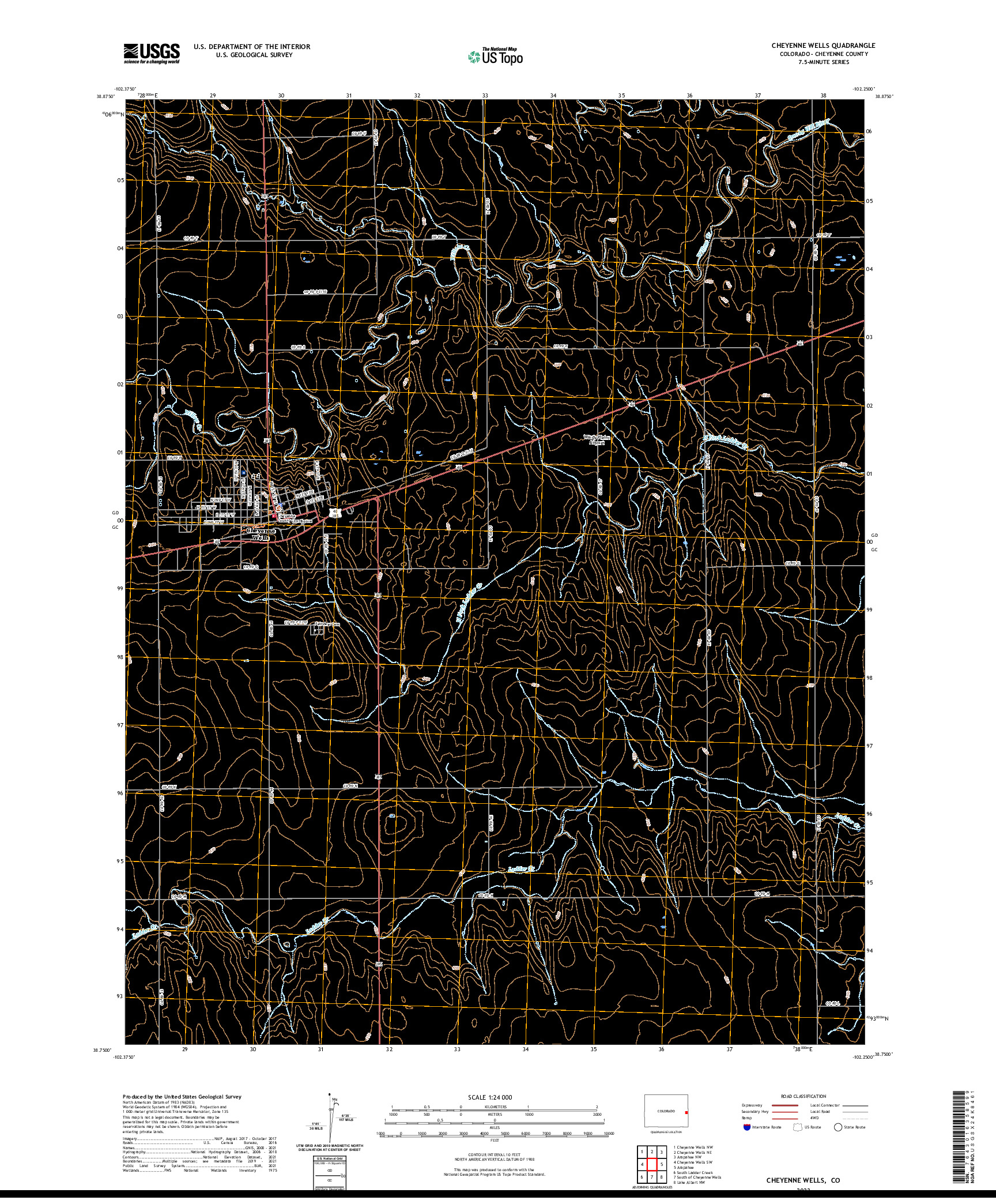 US TOPO 7.5-MINUTE MAP FOR CHEYENNE WELLS, CO