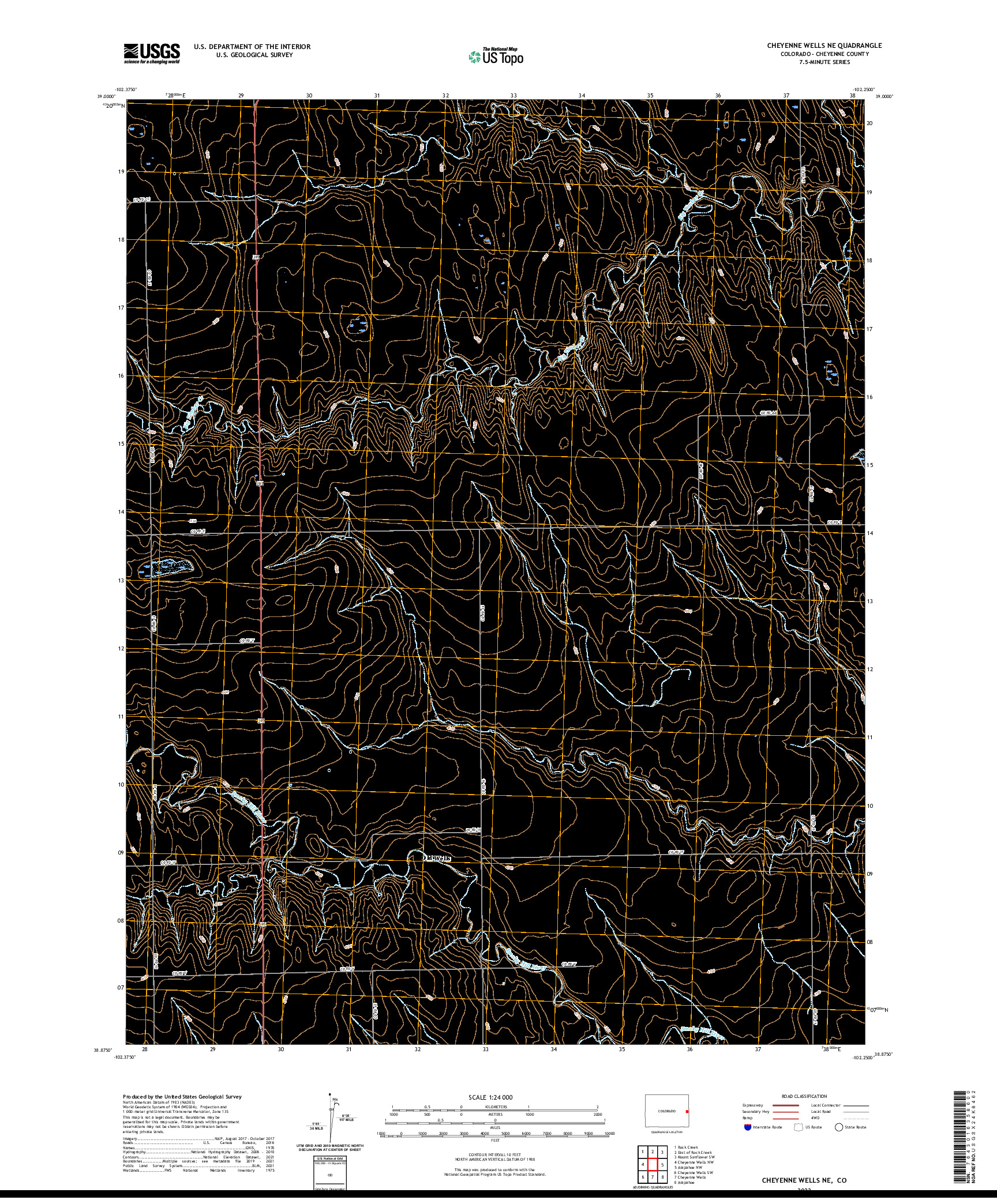 US TOPO 7.5-MINUTE MAP FOR CHEYENNE WELLS NE, CO