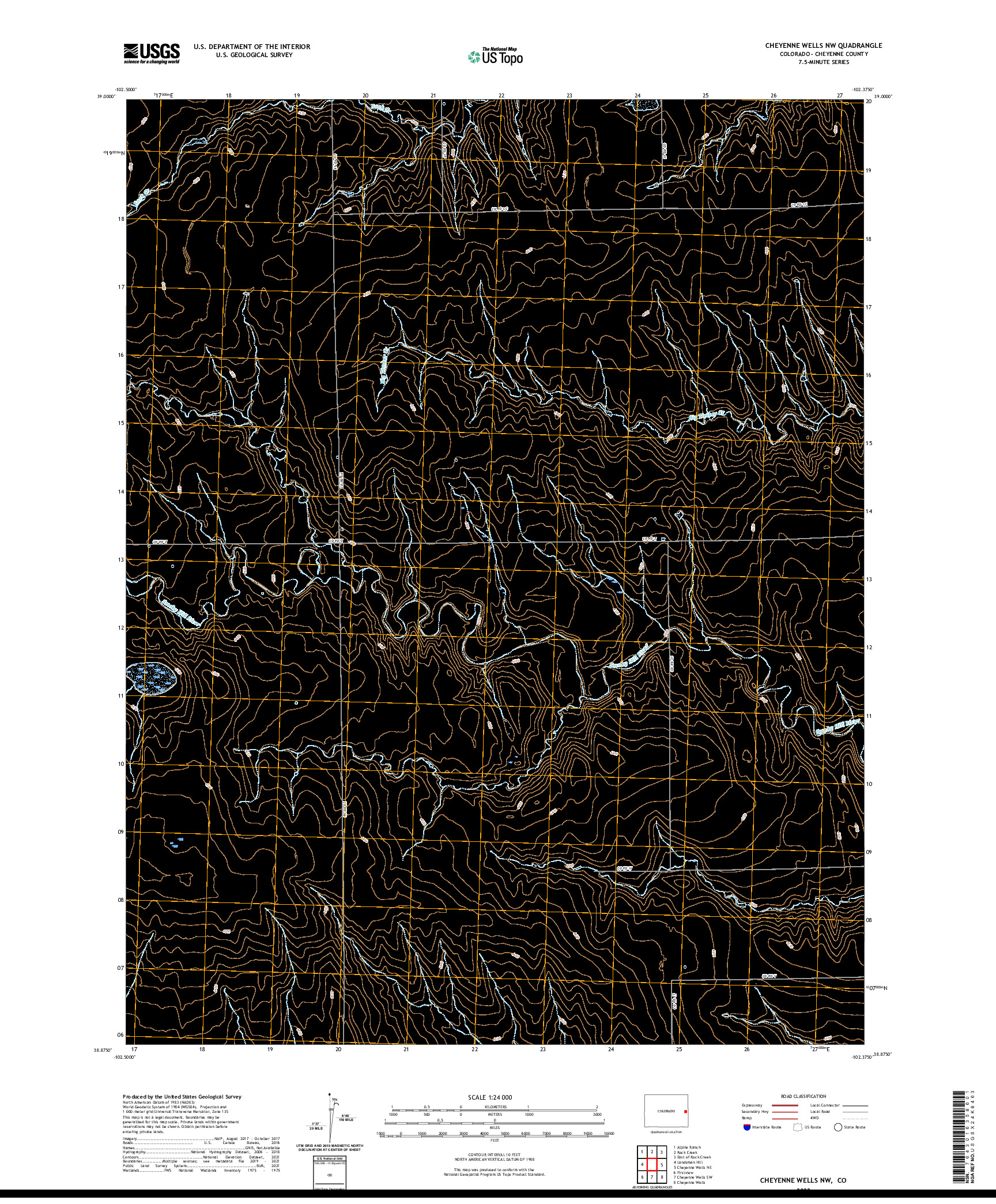 US TOPO 7.5-MINUTE MAP FOR CHEYENNE WELLS NW, CO