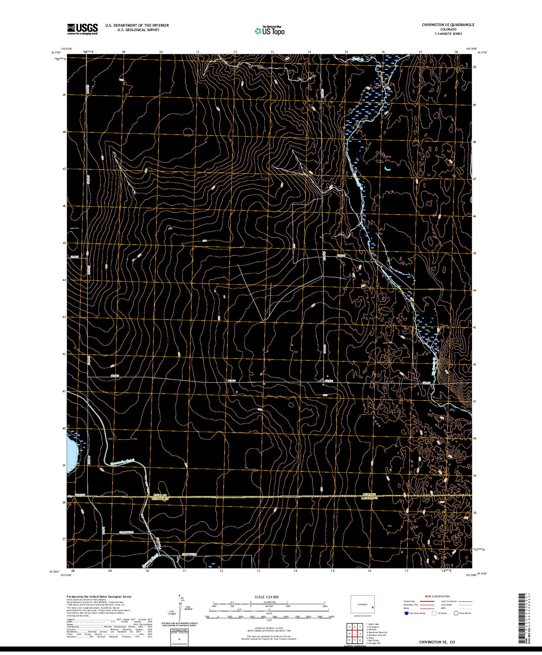 US TOPO 7.5-MINUTE MAP FOR CHIVINGTON SE, CO