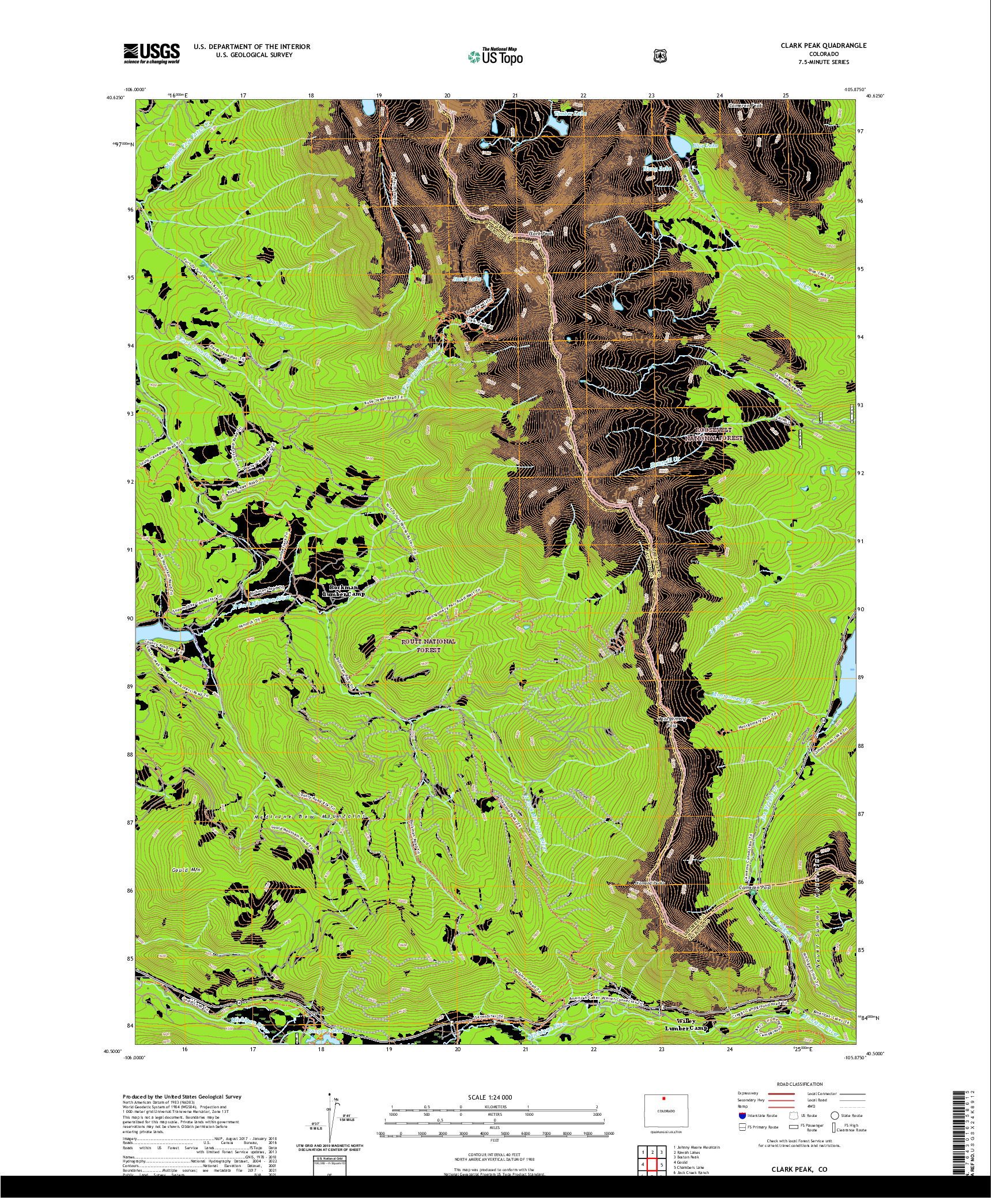 US TOPO 7.5-MINUTE MAP FOR CLARK PEAK, CO