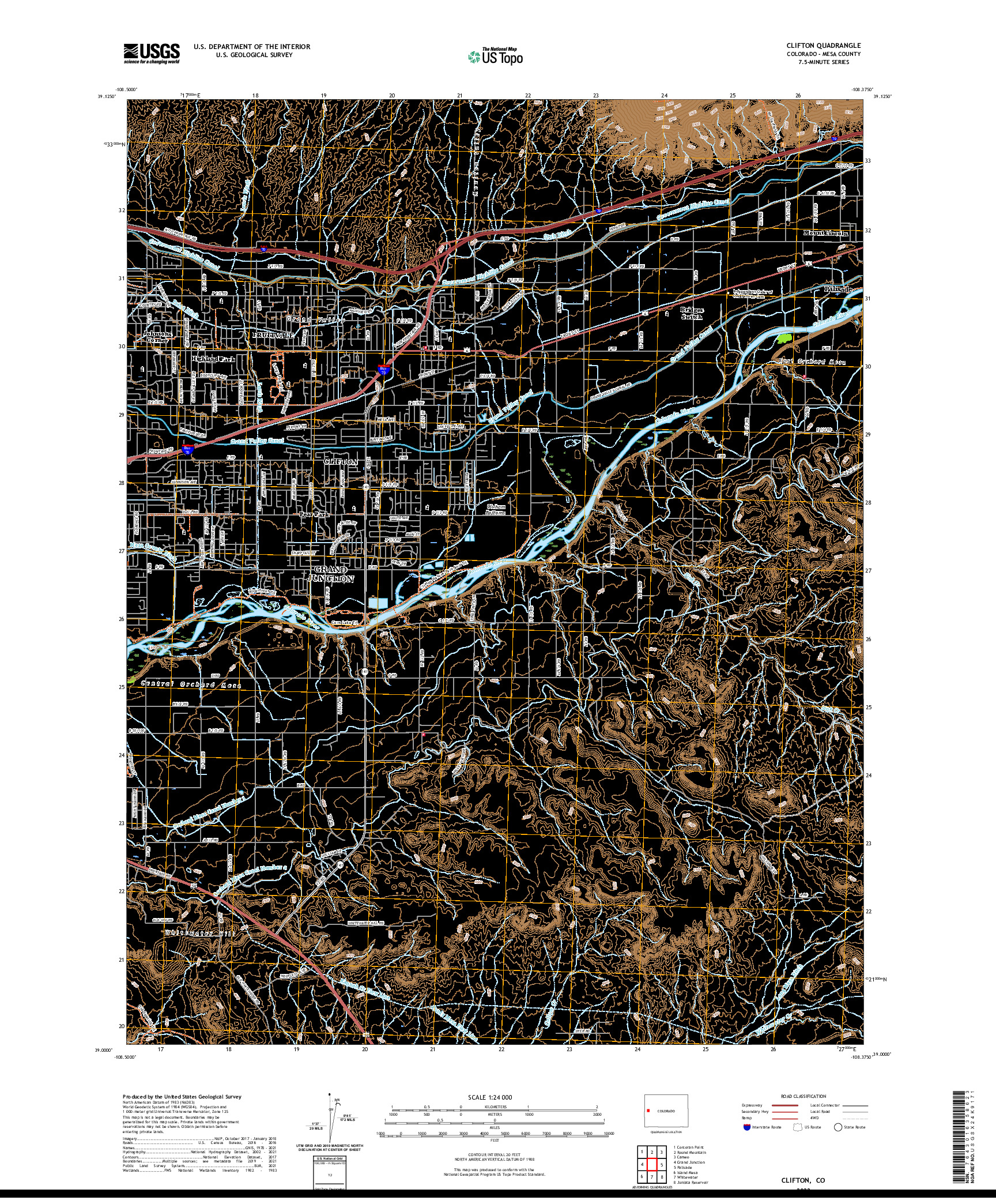 US TOPO 7.5-MINUTE MAP FOR CLIFTON, CO