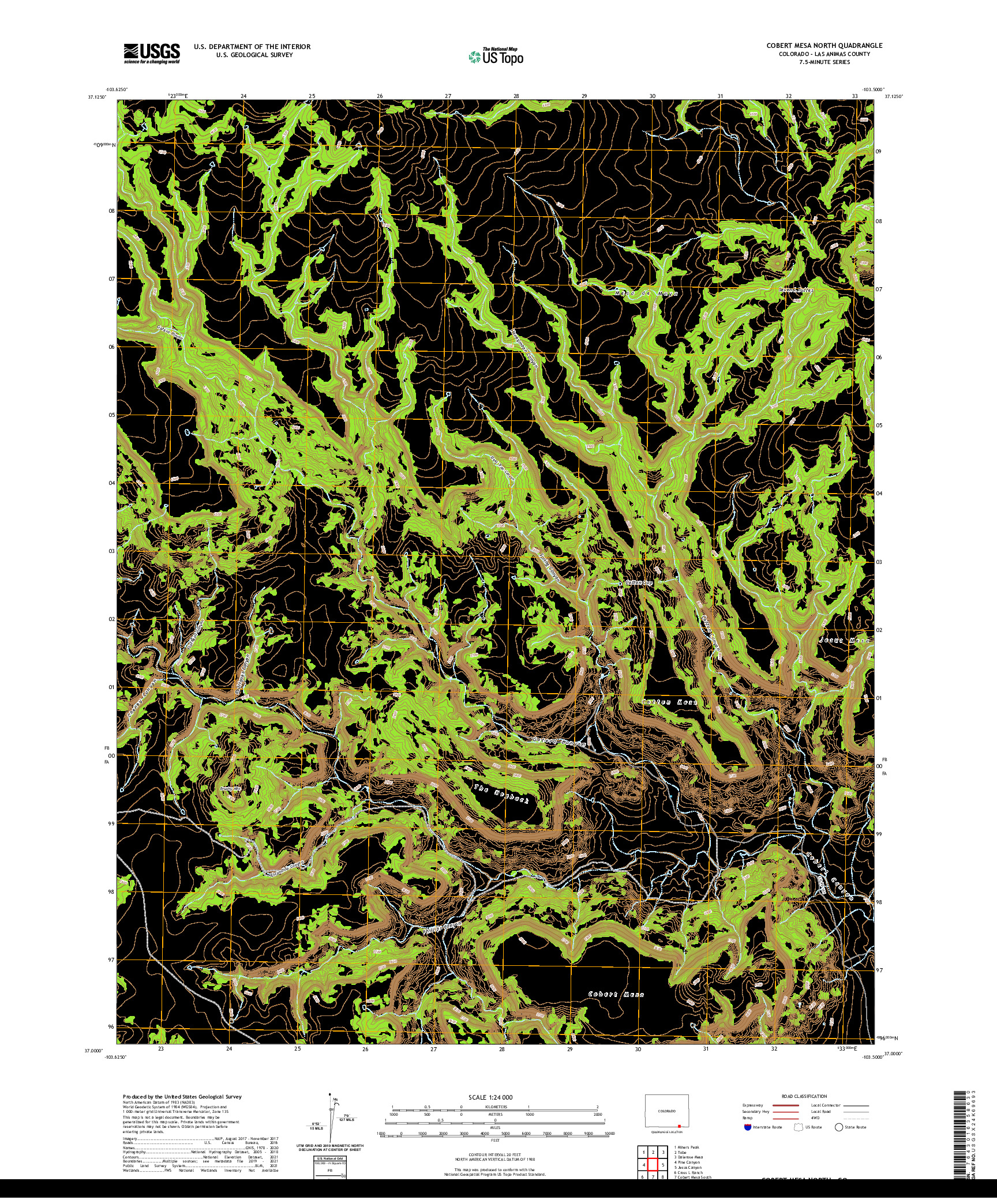 US TOPO 7.5-MINUTE MAP FOR COBERT MESA NORTH, CO