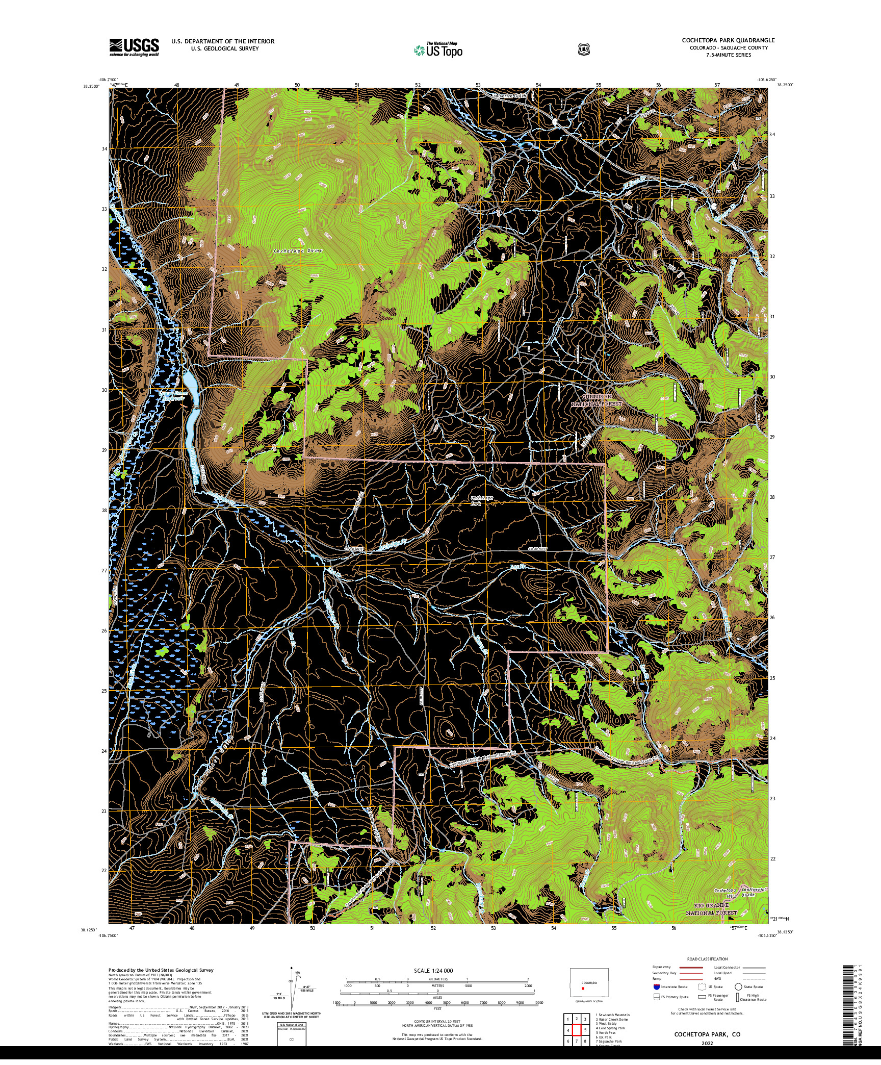 US TOPO 7.5-MINUTE MAP FOR COCHETOPA PARK, CO