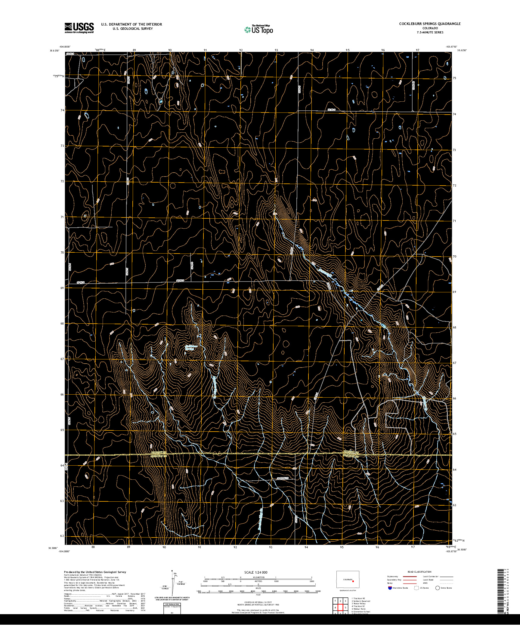 US TOPO 7.5-MINUTE MAP FOR COCKLEBURR SPRINGS, CO