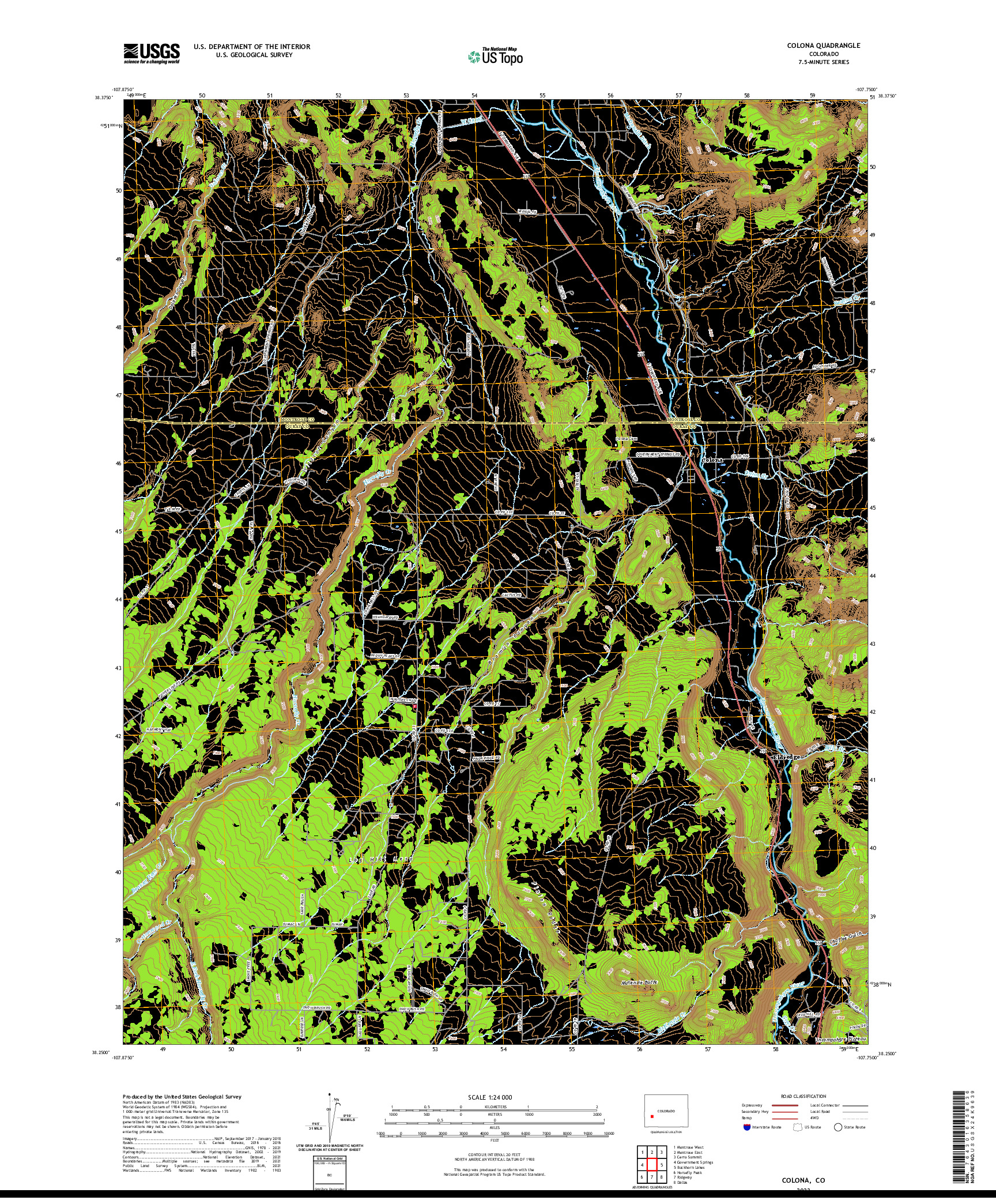 US TOPO 7.5-MINUTE MAP FOR COLONA, CO