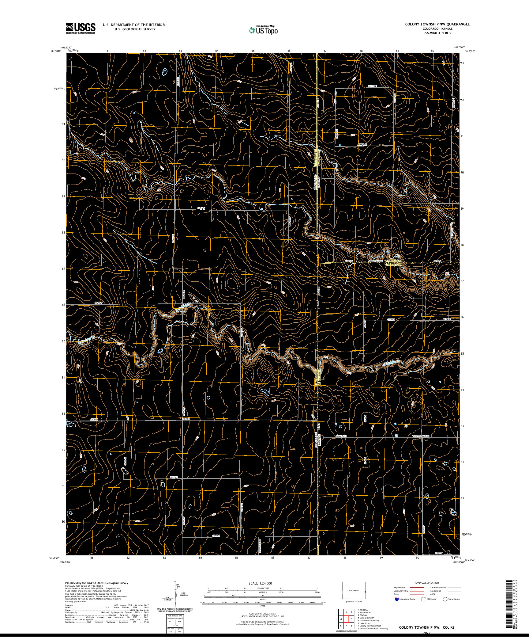 US TOPO 7.5-MINUTE MAP FOR COLONY TOWNSHIP NW, CO,KS