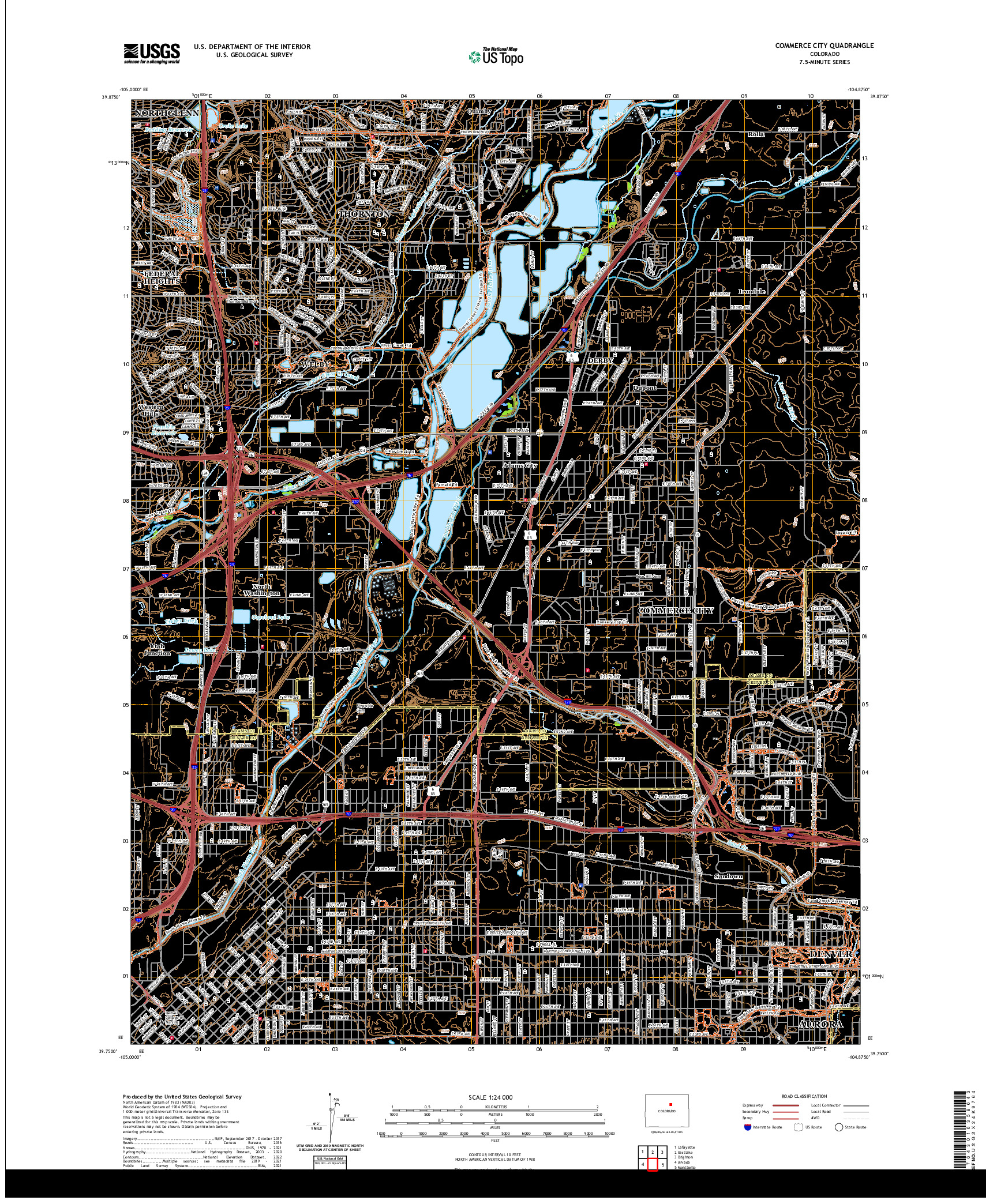 US TOPO 7.5-MINUTE MAP FOR COMMERCE CITY, CO