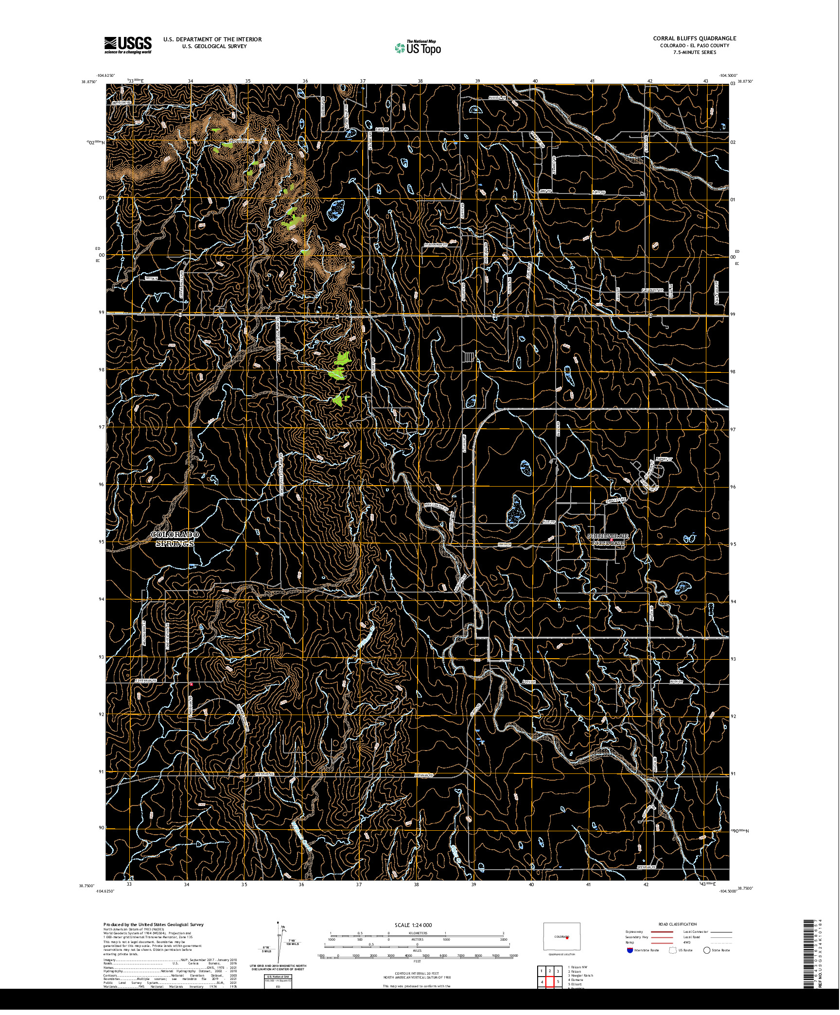 US TOPO 7.5-MINUTE MAP FOR CORRAL BLUFFS, CO