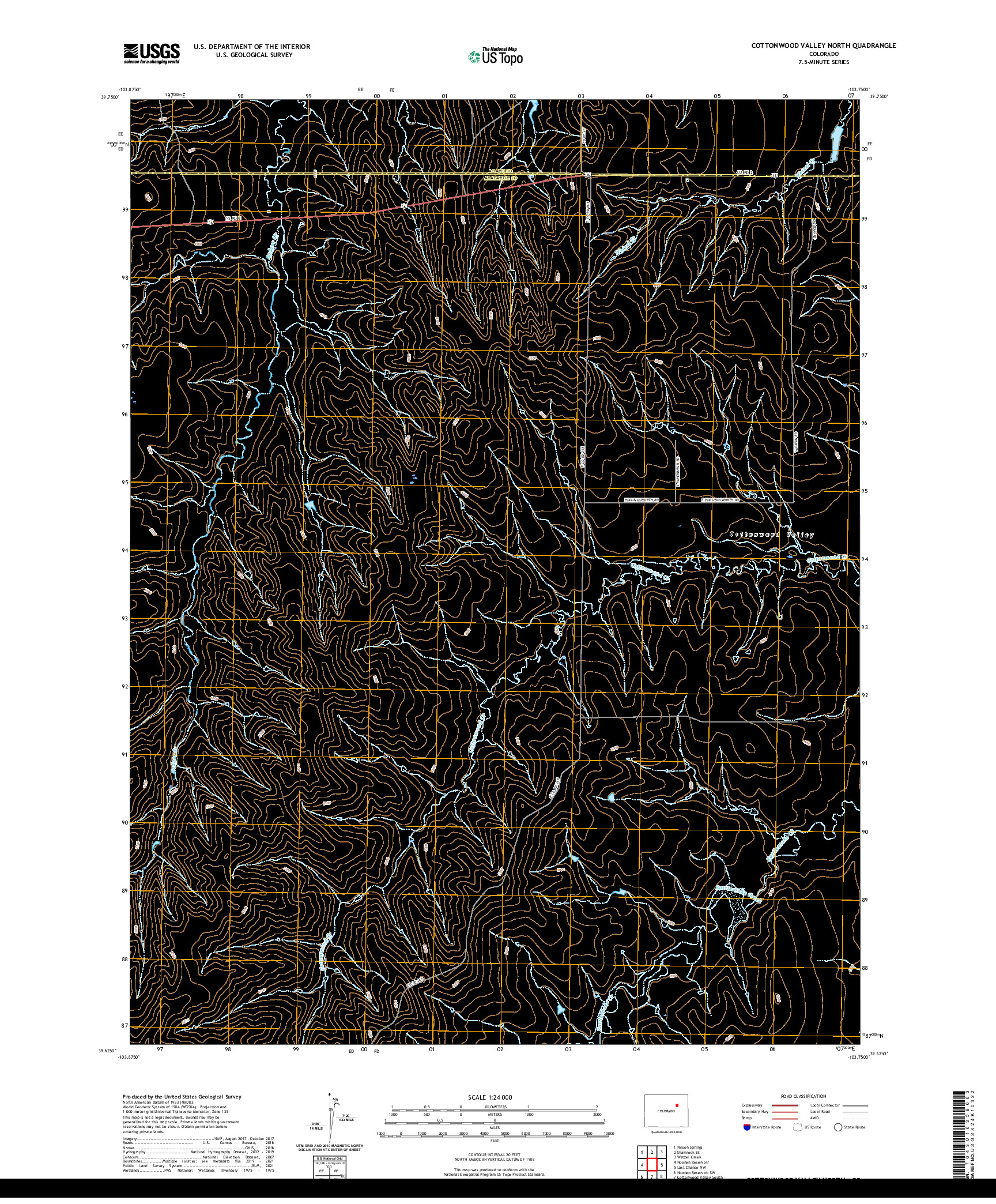 US TOPO 7.5-MINUTE MAP FOR COTTONWOOD VALLEY NORTH, CO