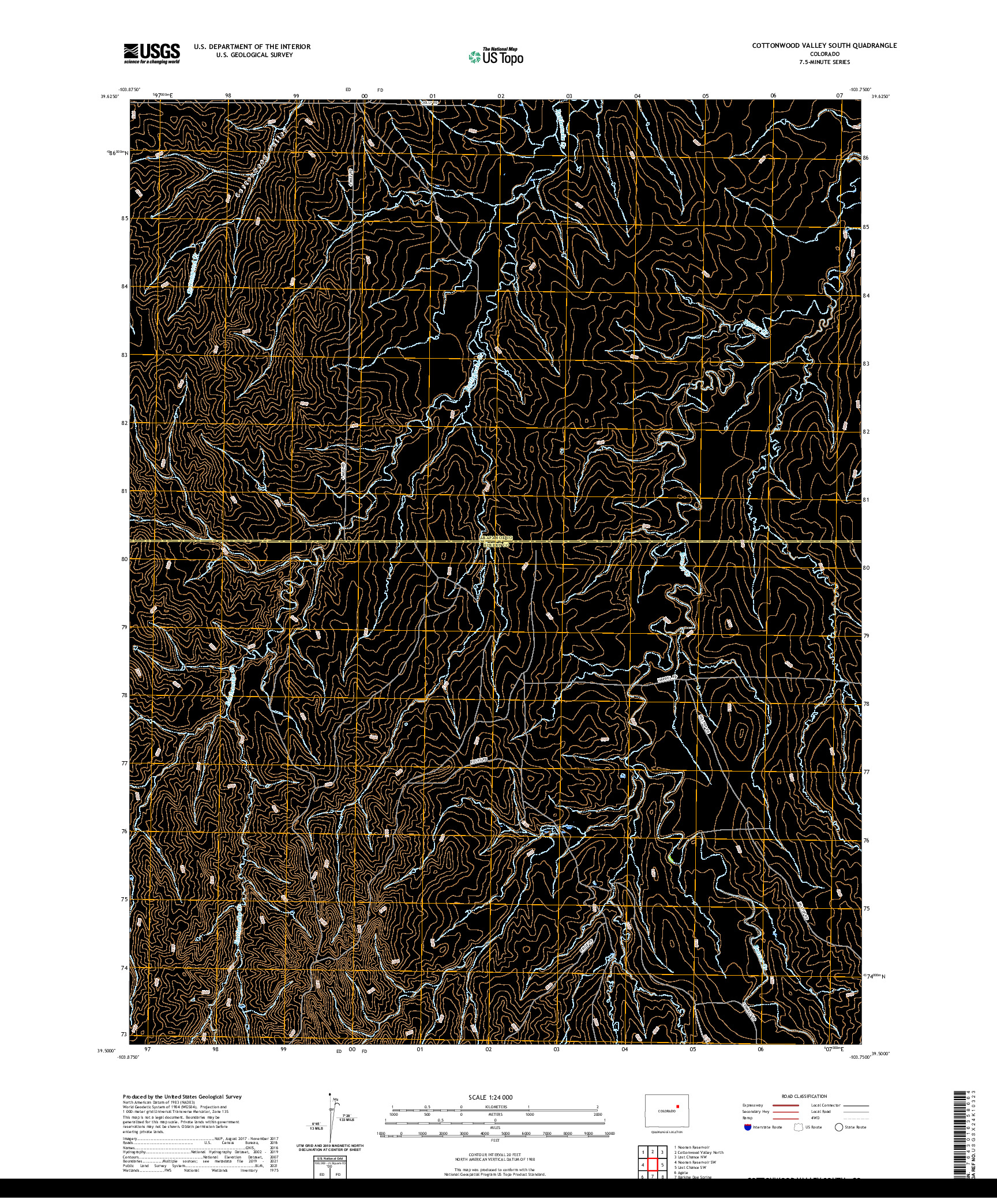 US TOPO 7.5-MINUTE MAP FOR COTTONWOOD VALLEY SOUTH, CO