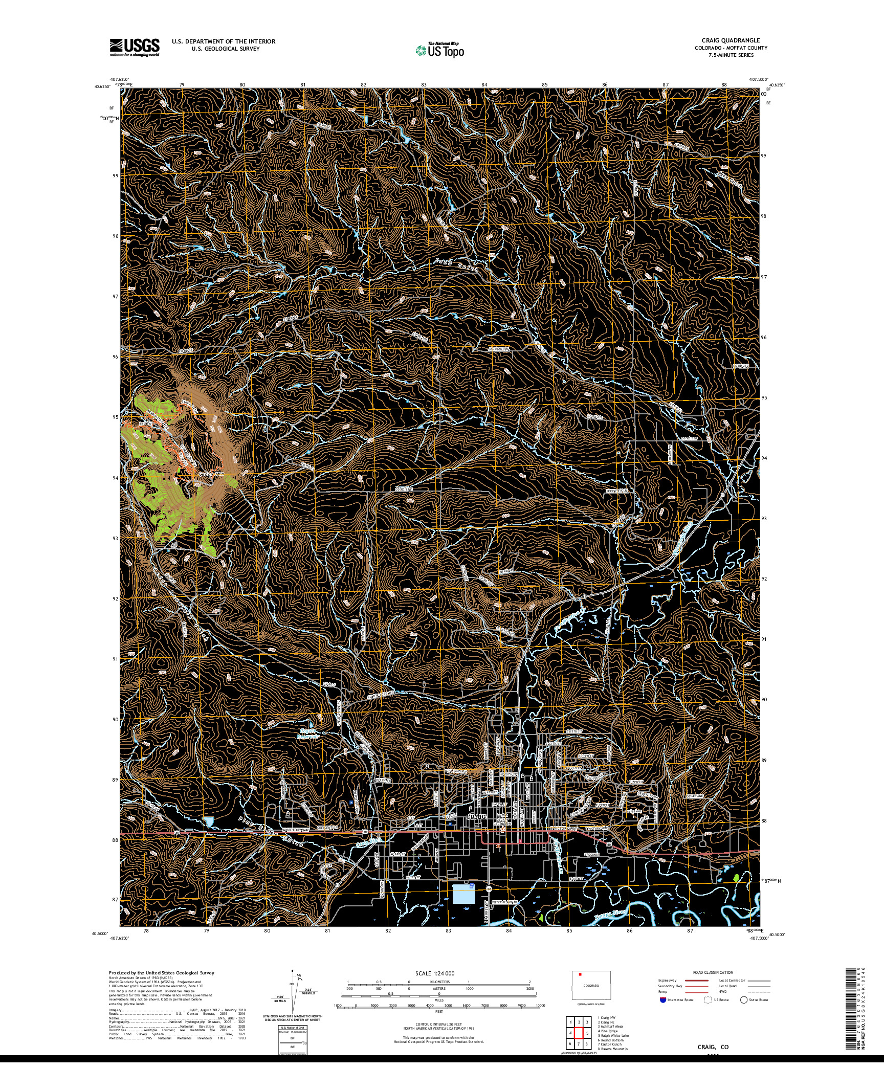 US TOPO 7.5-MINUTE MAP FOR CRAIG, CO