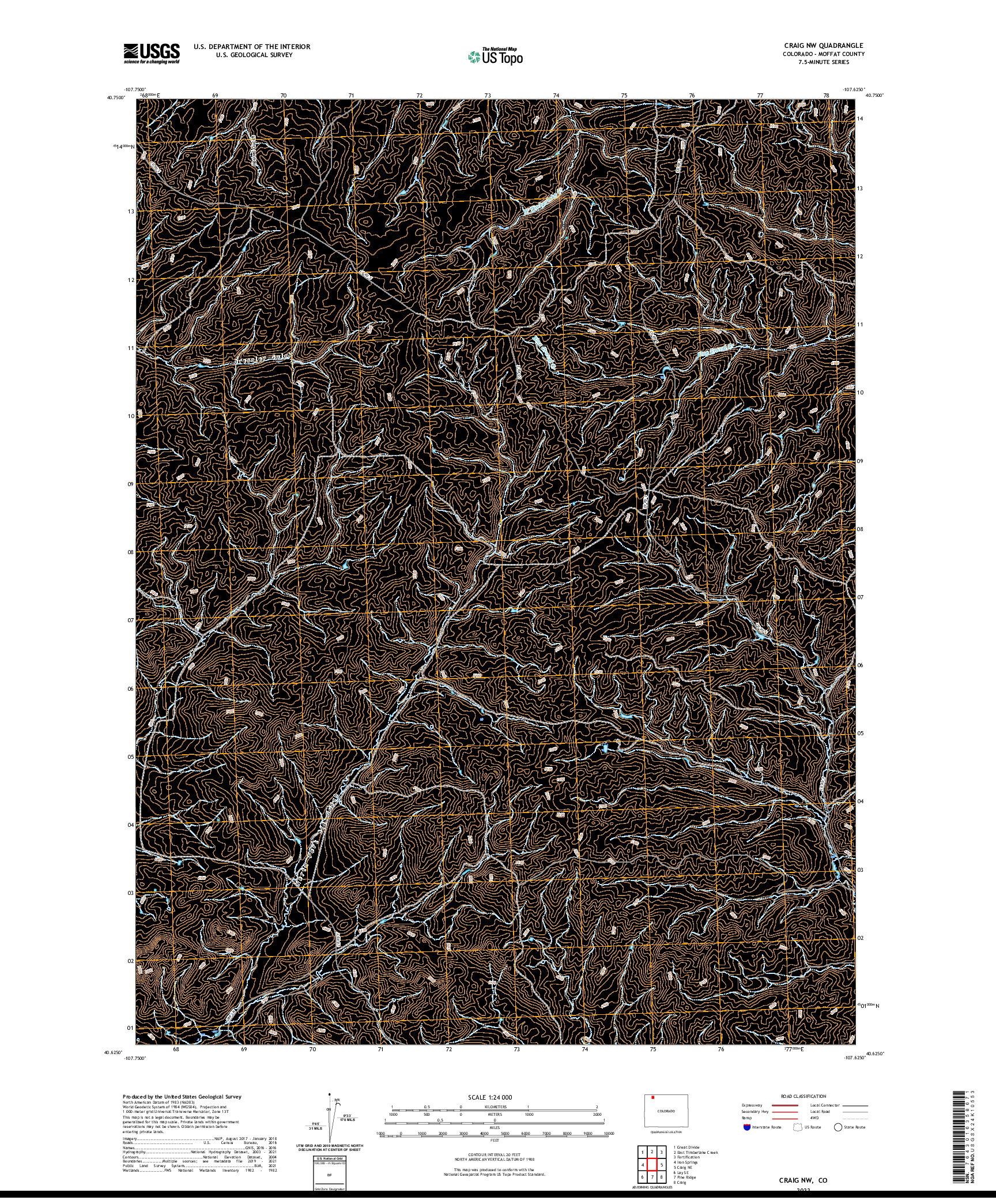 US TOPO 7.5-MINUTE MAP FOR CRAIG NW, CO