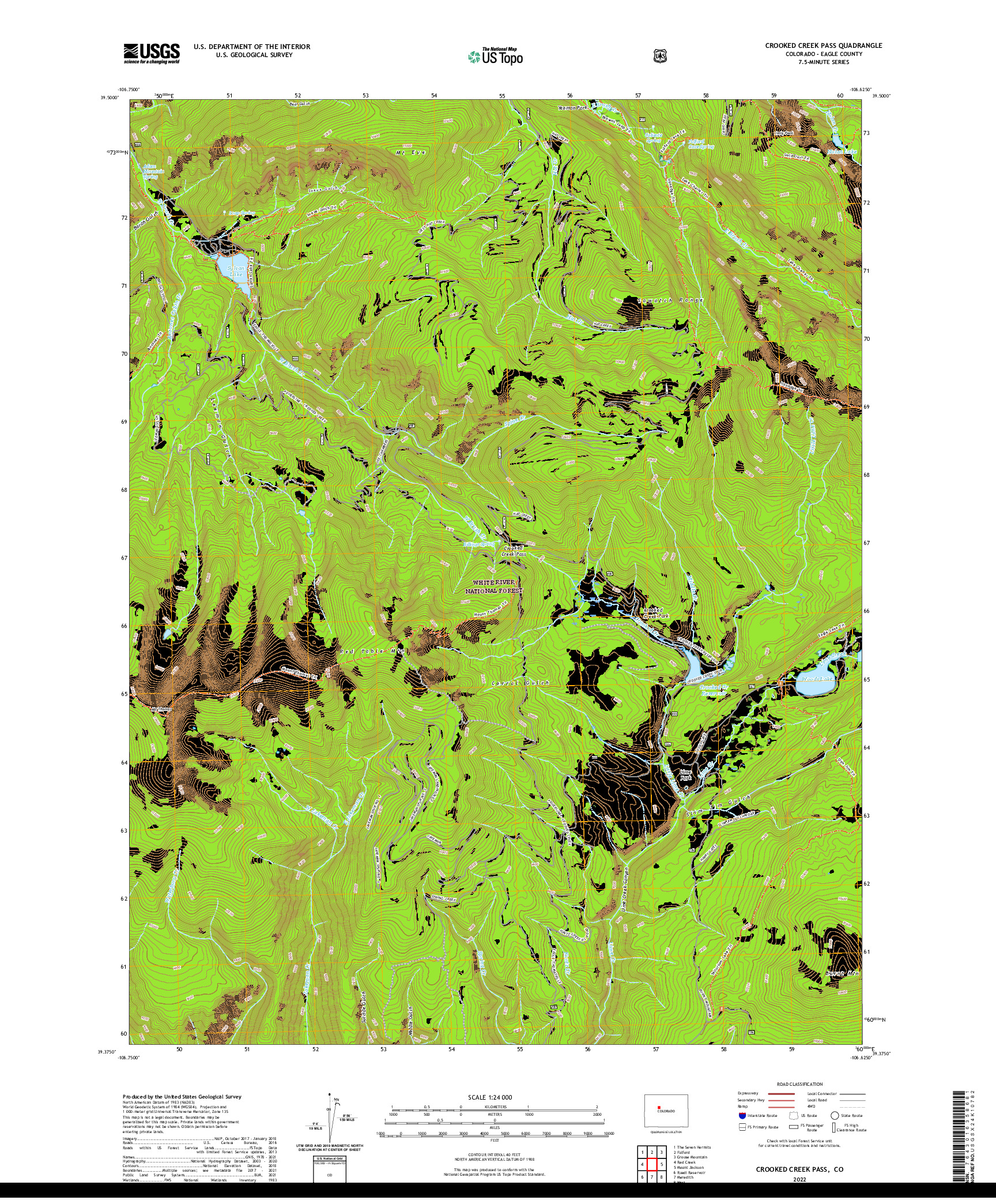 US TOPO 7.5-MINUTE MAP FOR CROOKED CREEK PASS, CO