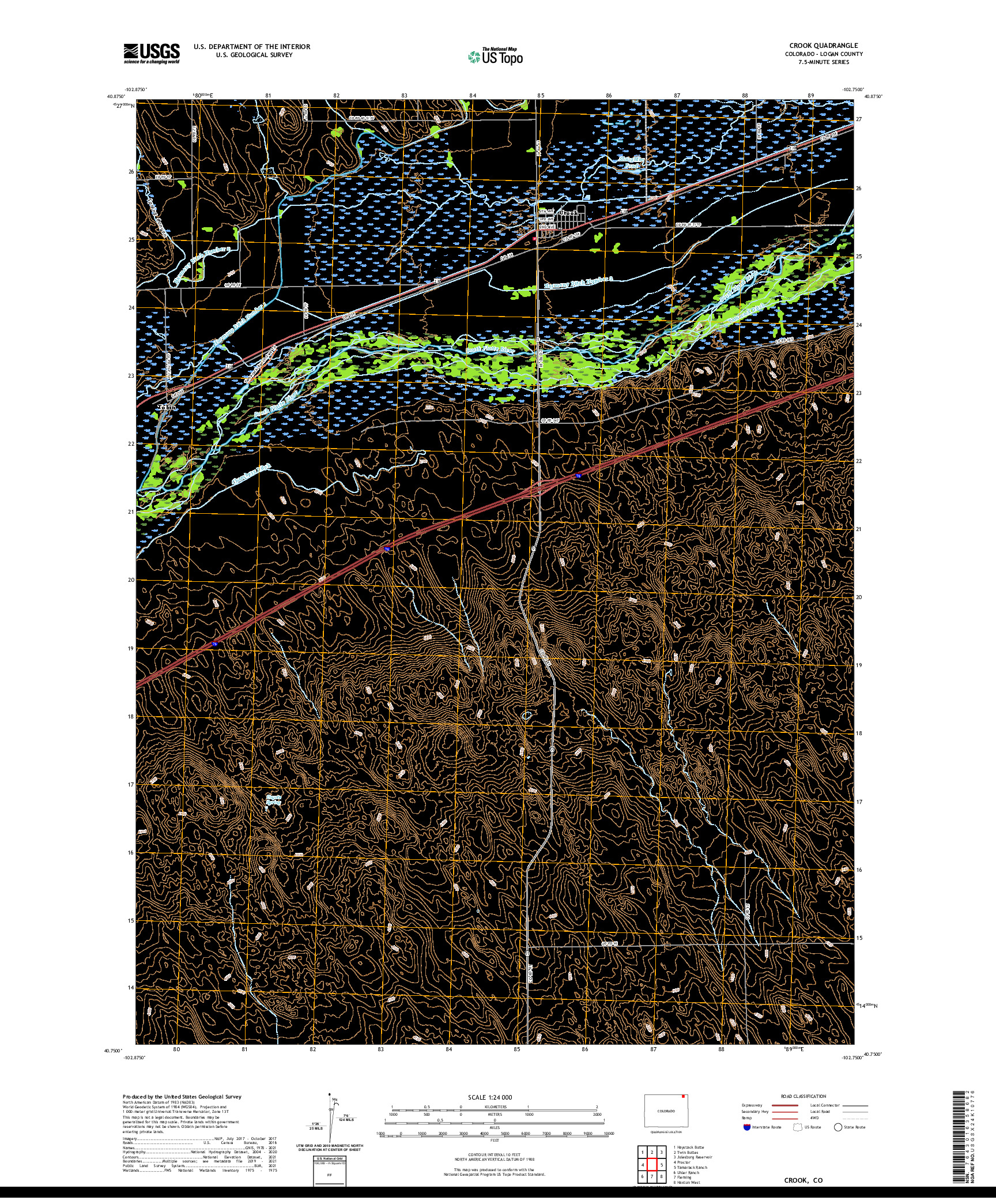 US TOPO 7.5-MINUTE MAP FOR CROOK, CO