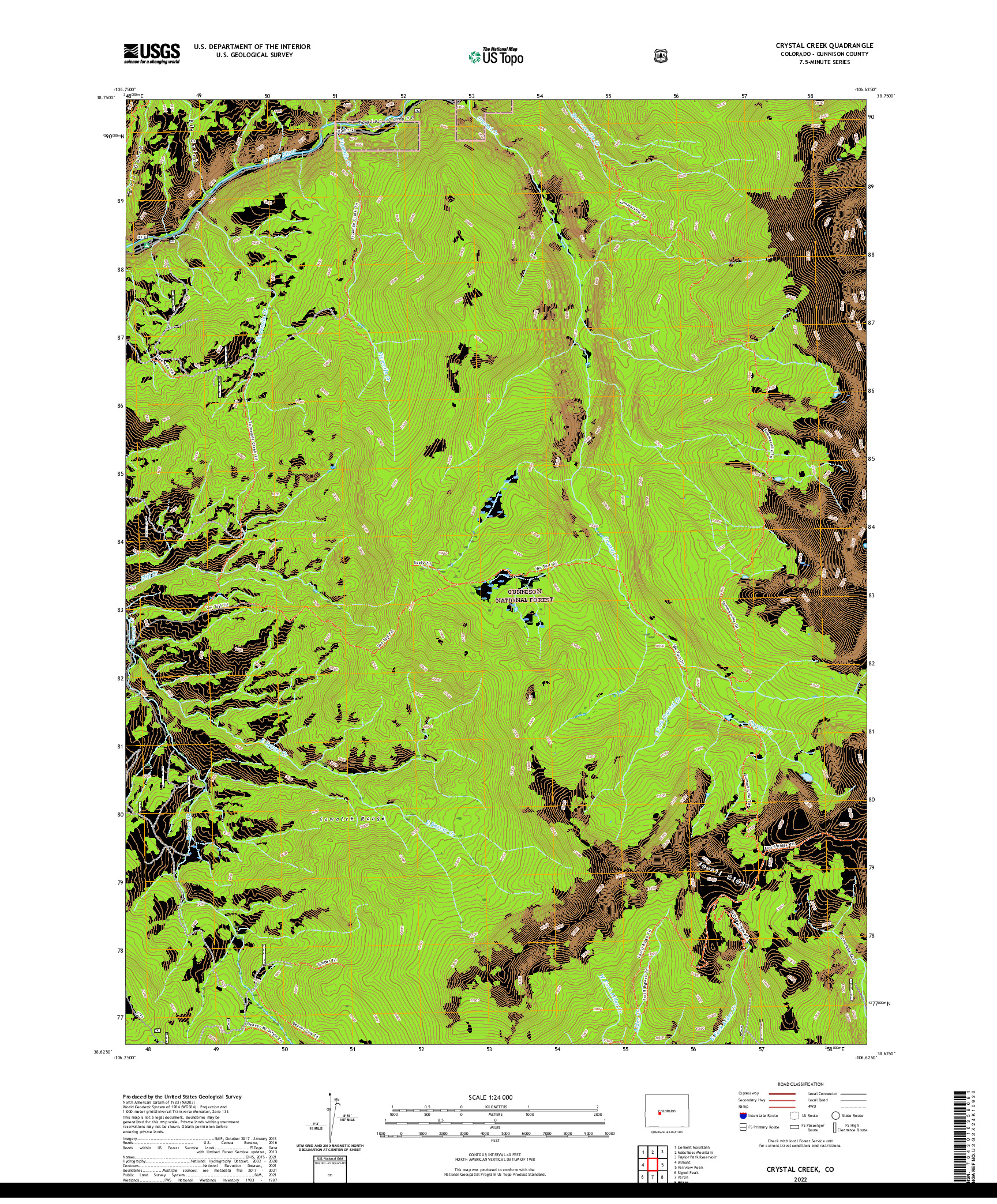 US TOPO 7.5-MINUTE MAP FOR CRYSTAL CREEK, CO