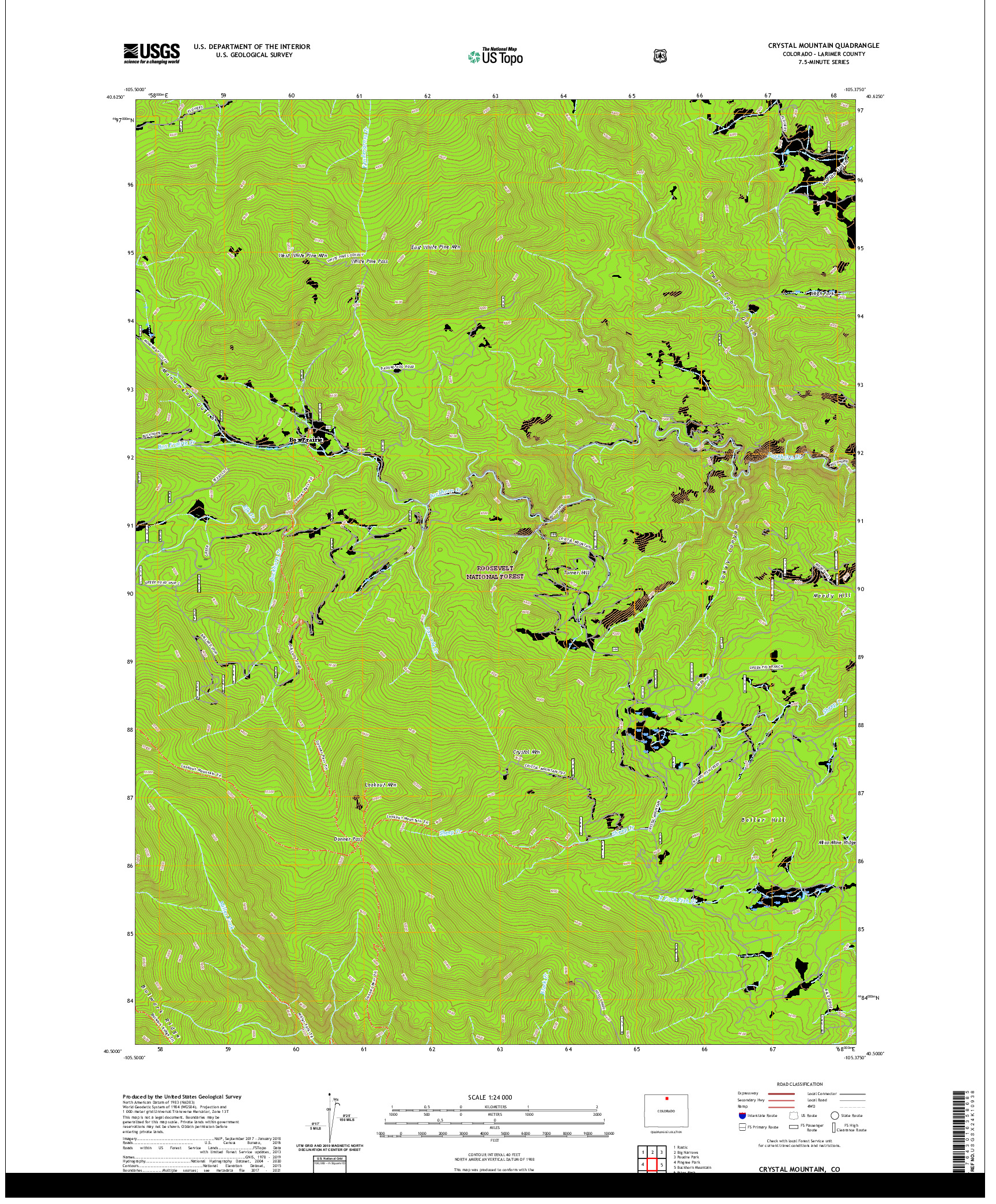 US TOPO 7.5-MINUTE MAP FOR CRYSTAL MOUNTAIN, CO