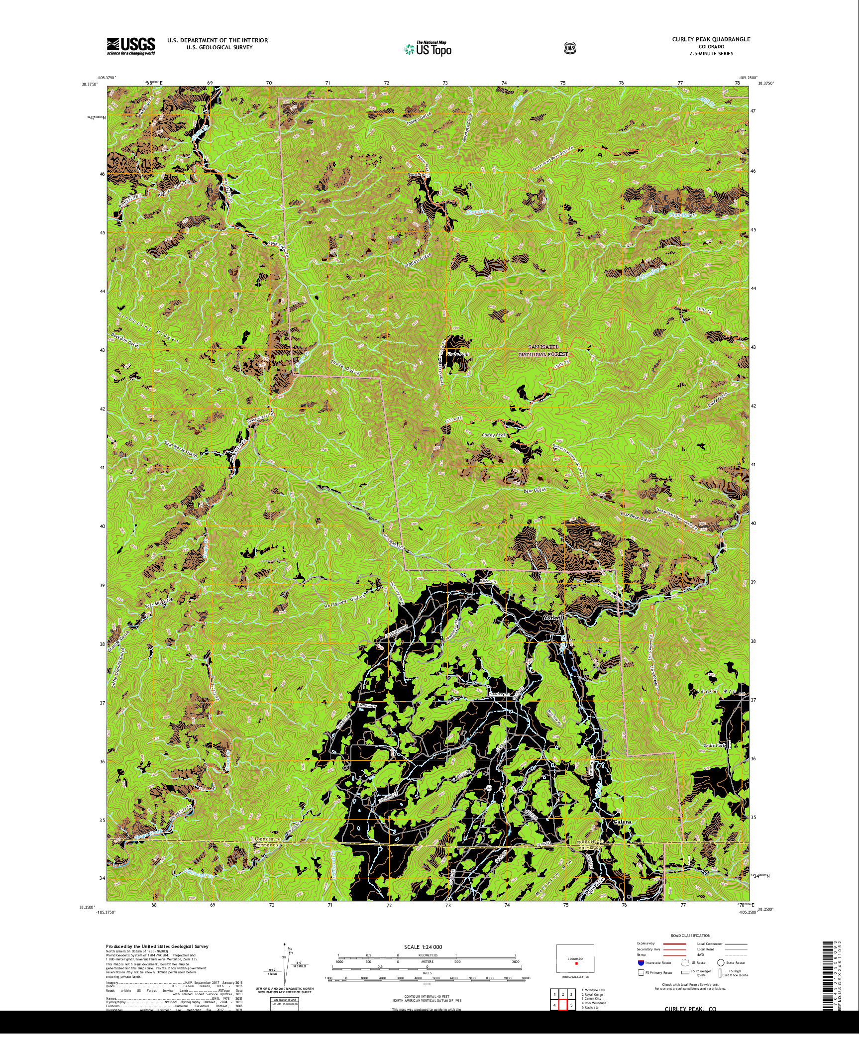 US TOPO 7.5-MINUTE MAP FOR CURLEY PEAK, CO