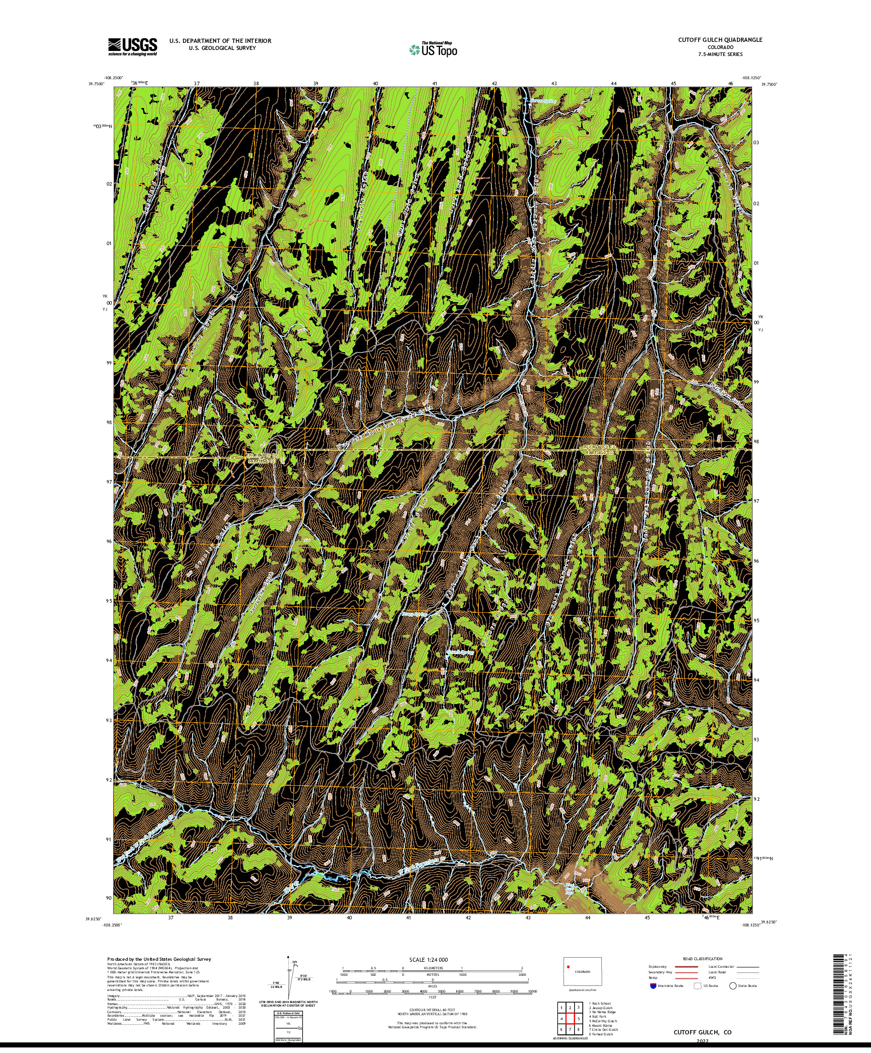 US TOPO 7.5-MINUTE MAP FOR CUTOFF GULCH, CO