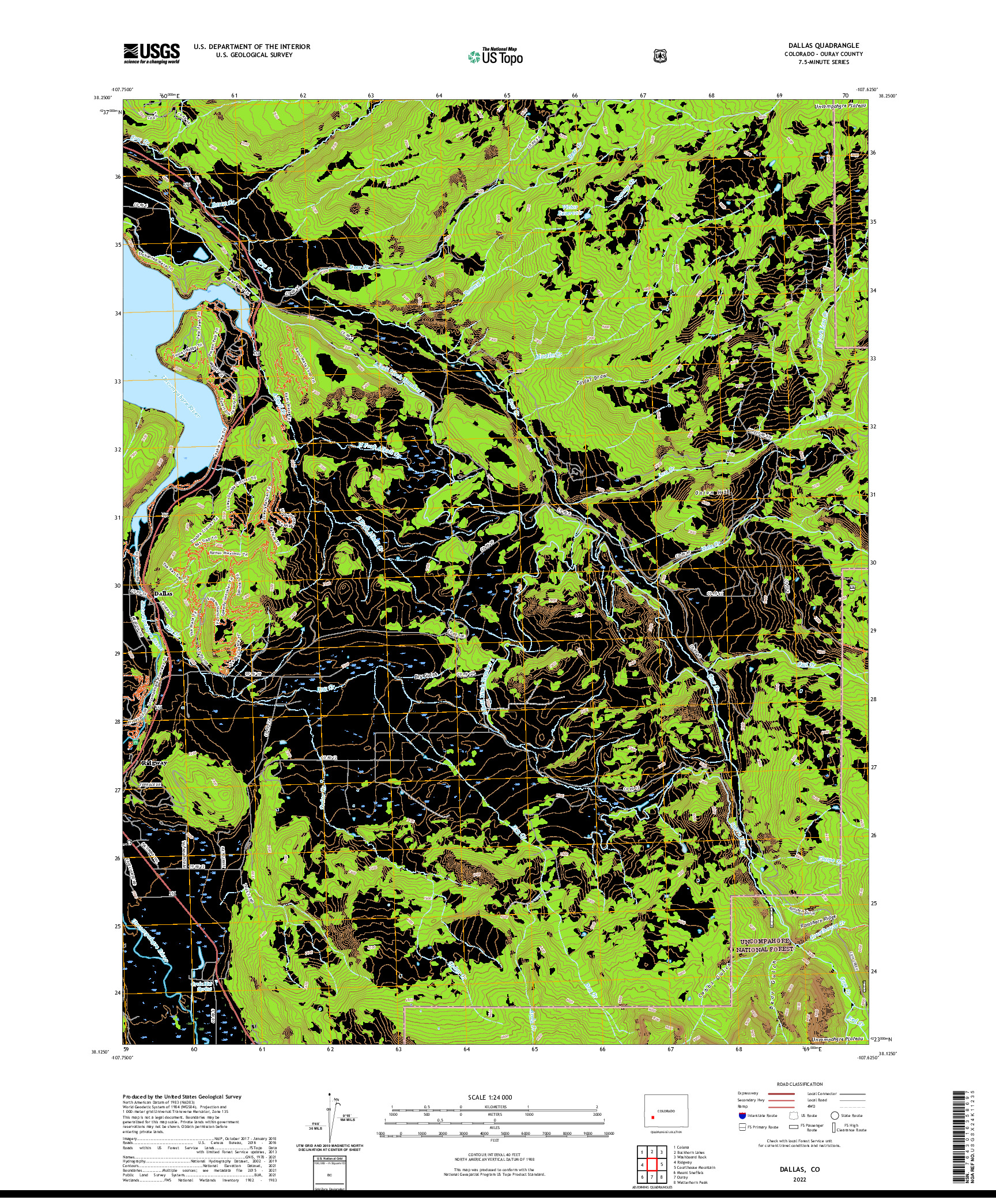 US TOPO 7.5-MINUTE MAP FOR DALLAS, CO