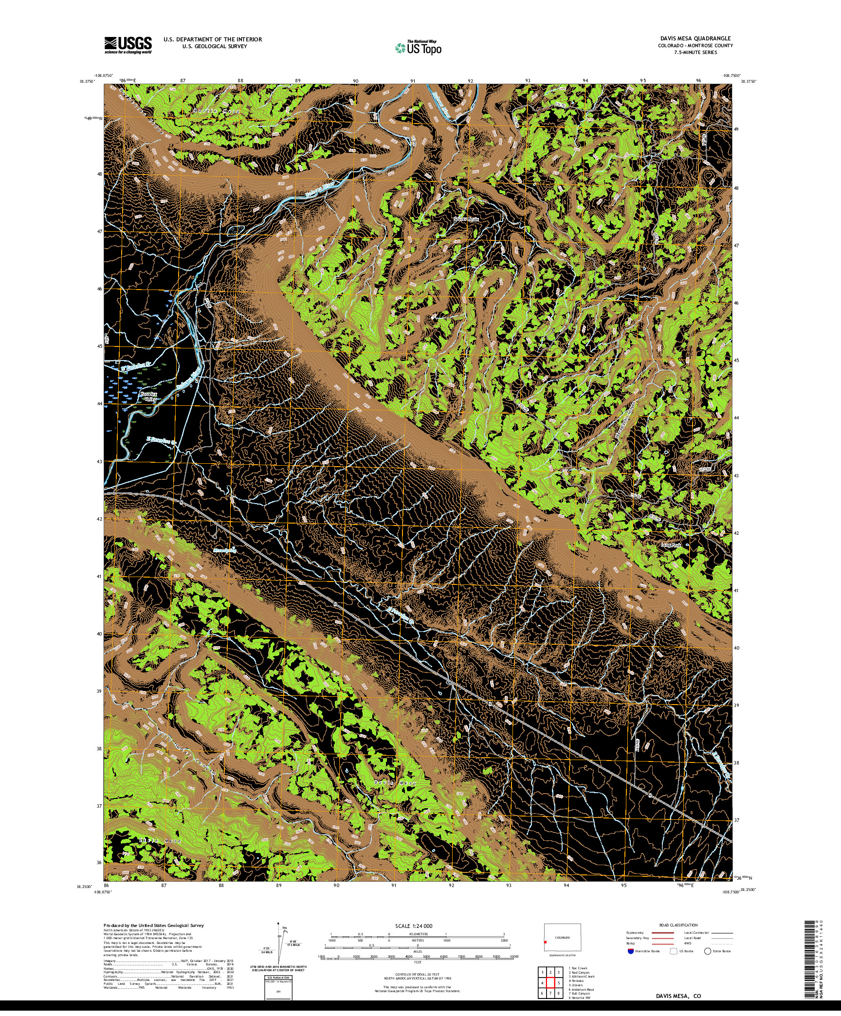 US TOPO 7.5-MINUTE MAP FOR DAVIS MESA, CO