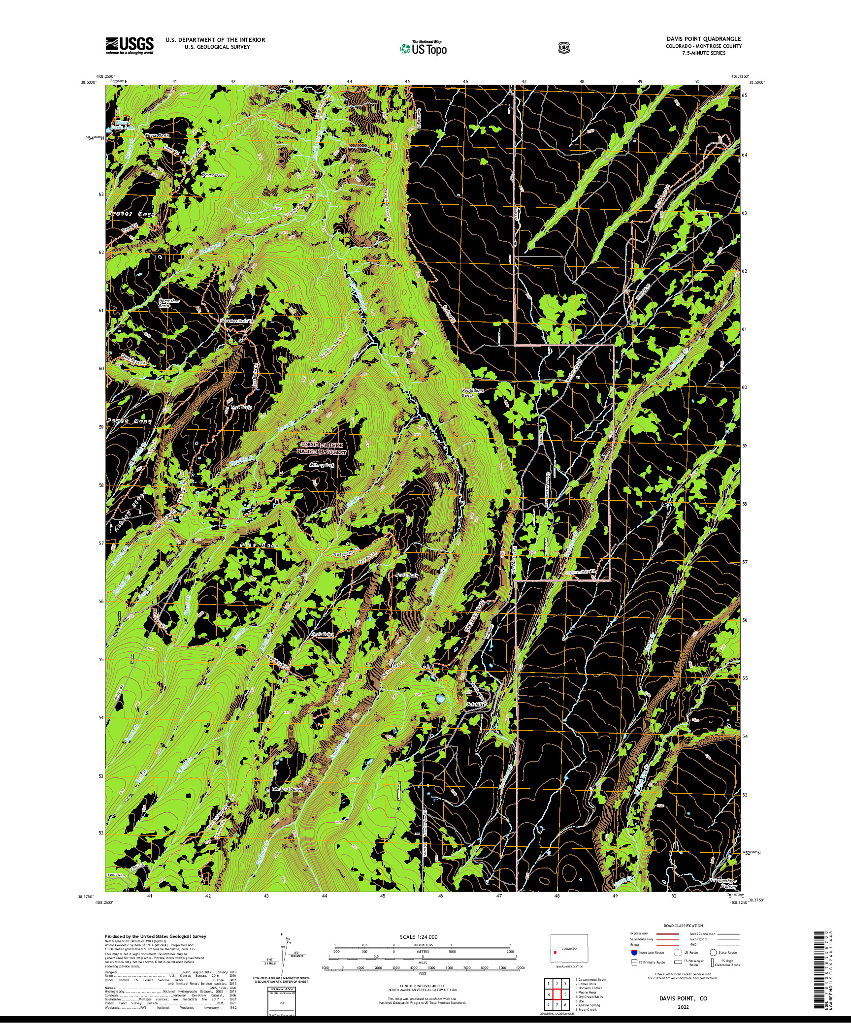 US TOPO 7.5-MINUTE MAP FOR DAVIS POINT, CO