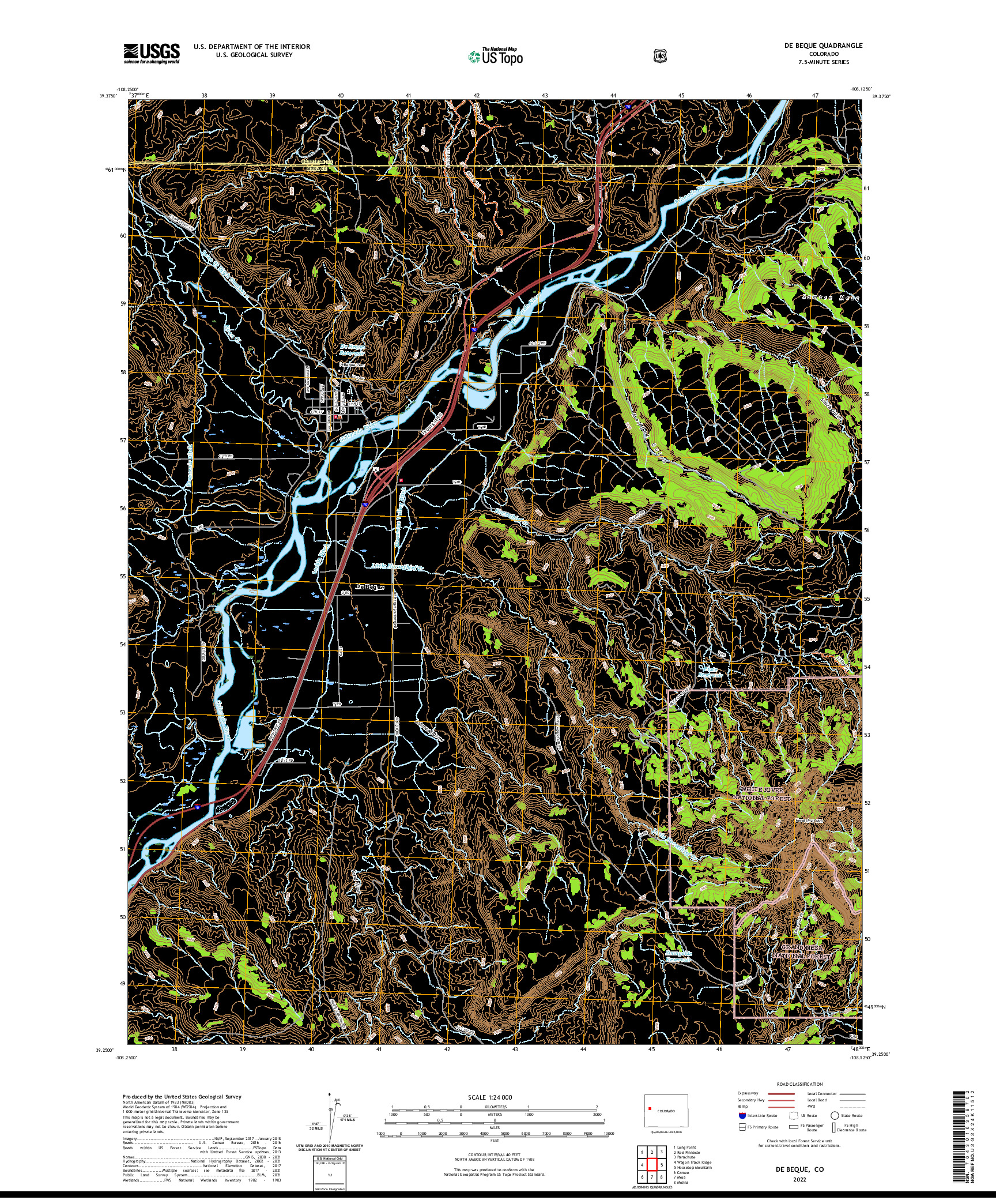 US TOPO 7.5-MINUTE MAP FOR DE BEQUE, CO