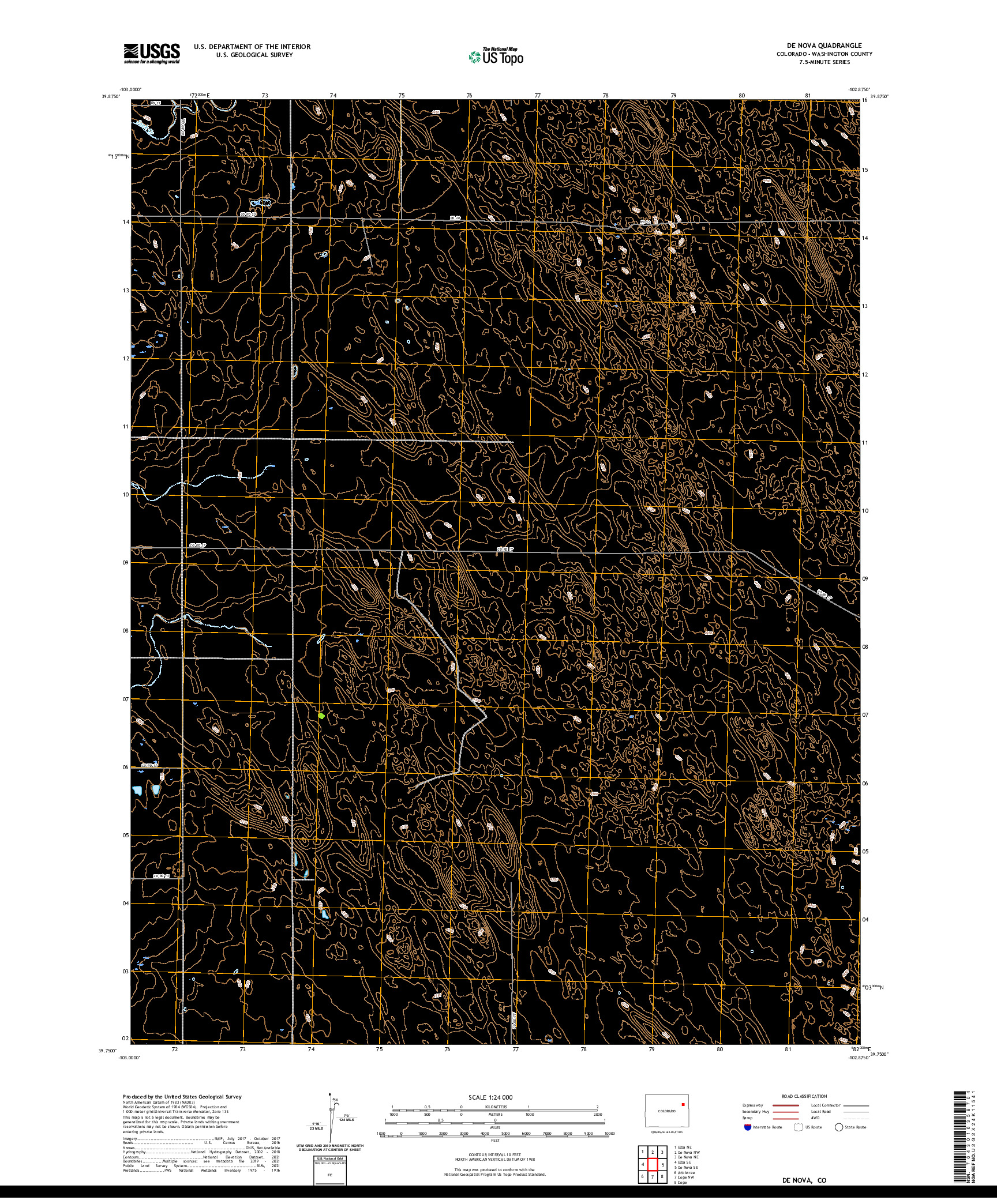 US TOPO 7.5-MINUTE MAP FOR DE NOVA, CO