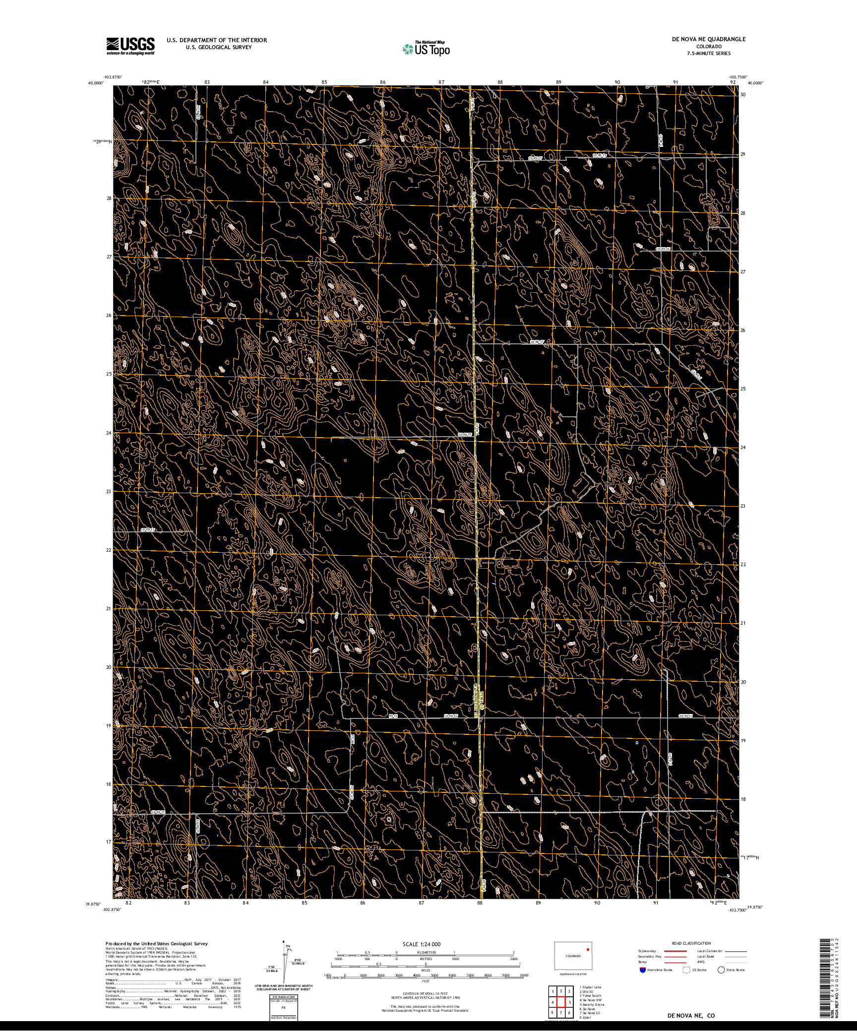 US TOPO 7.5-MINUTE MAP FOR DE NOVA NE, CO