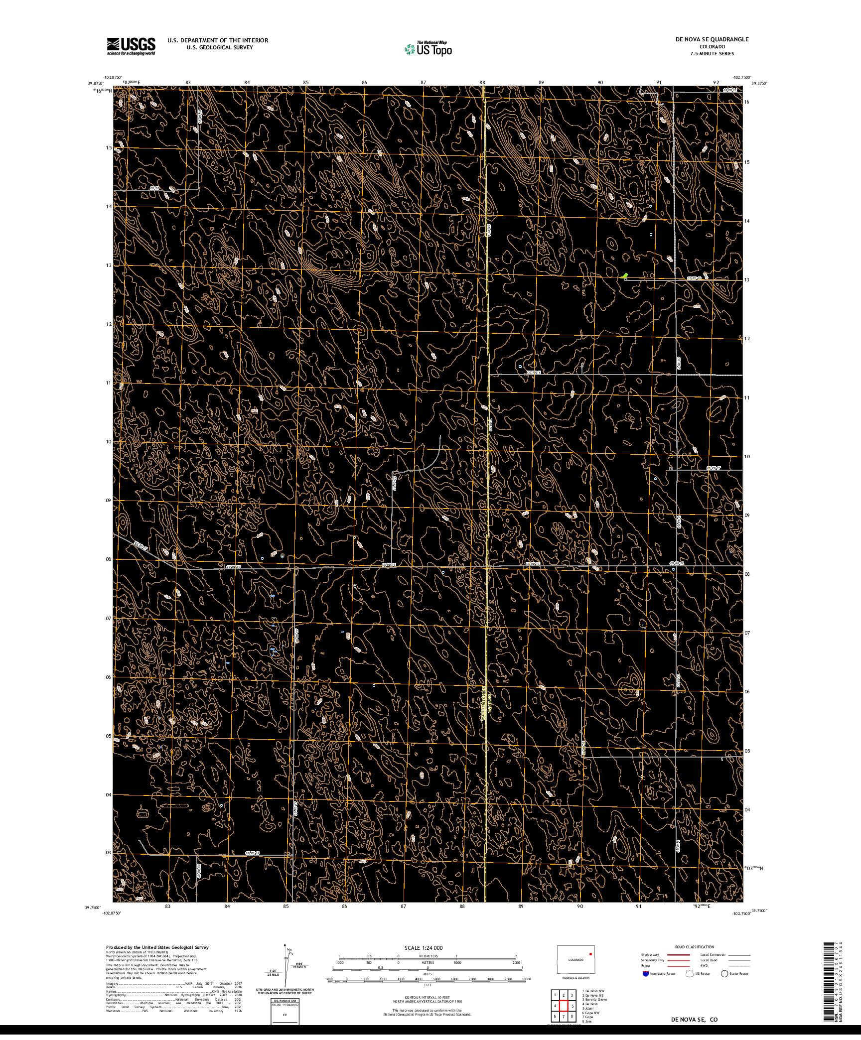 US TOPO 7.5-MINUTE MAP FOR DE NOVA SE, CO