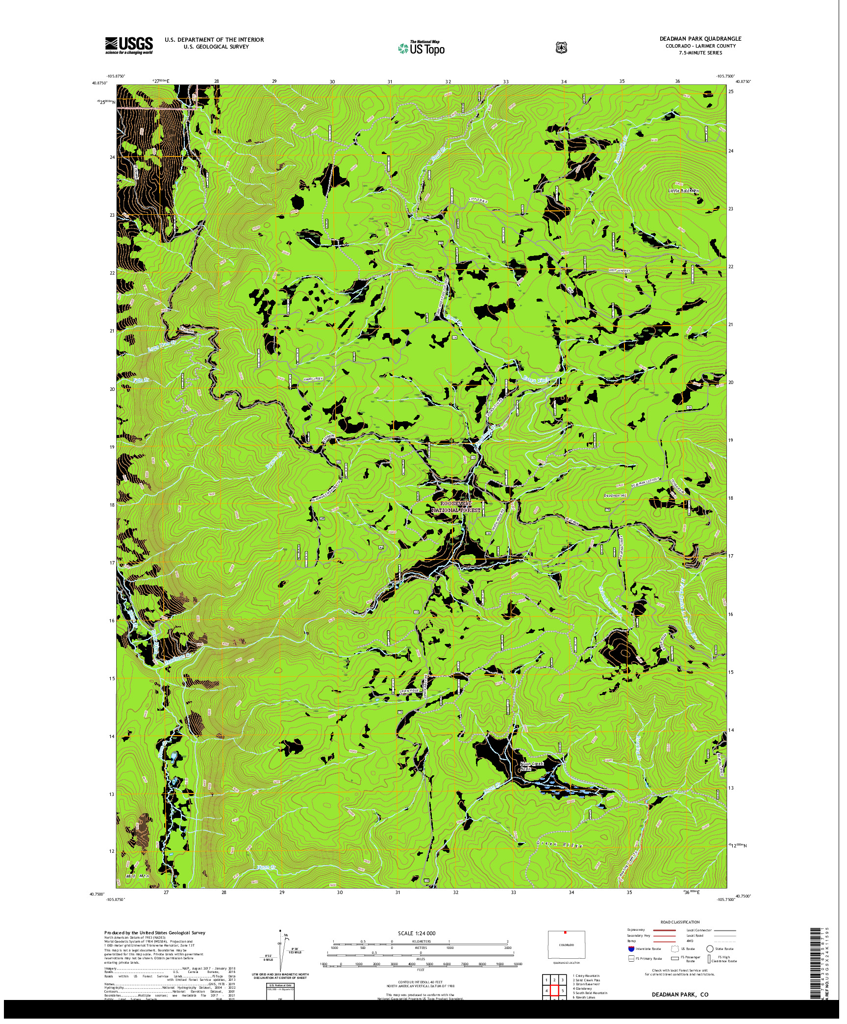 US TOPO 7.5-MINUTE MAP FOR DEADMAN PARK, CO