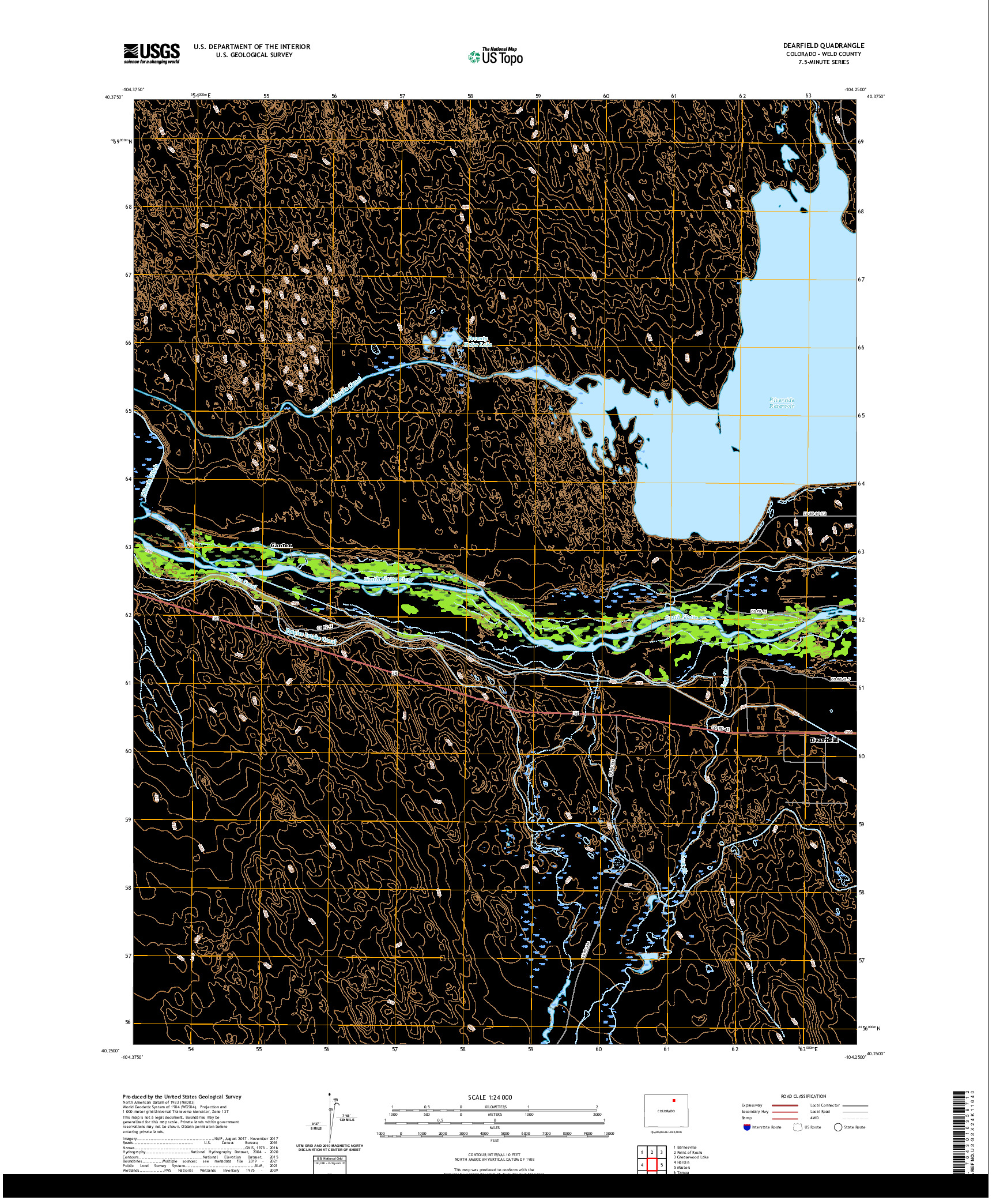 US TOPO 7.5-MINUTE MAP FOR DEARFIELD, CO