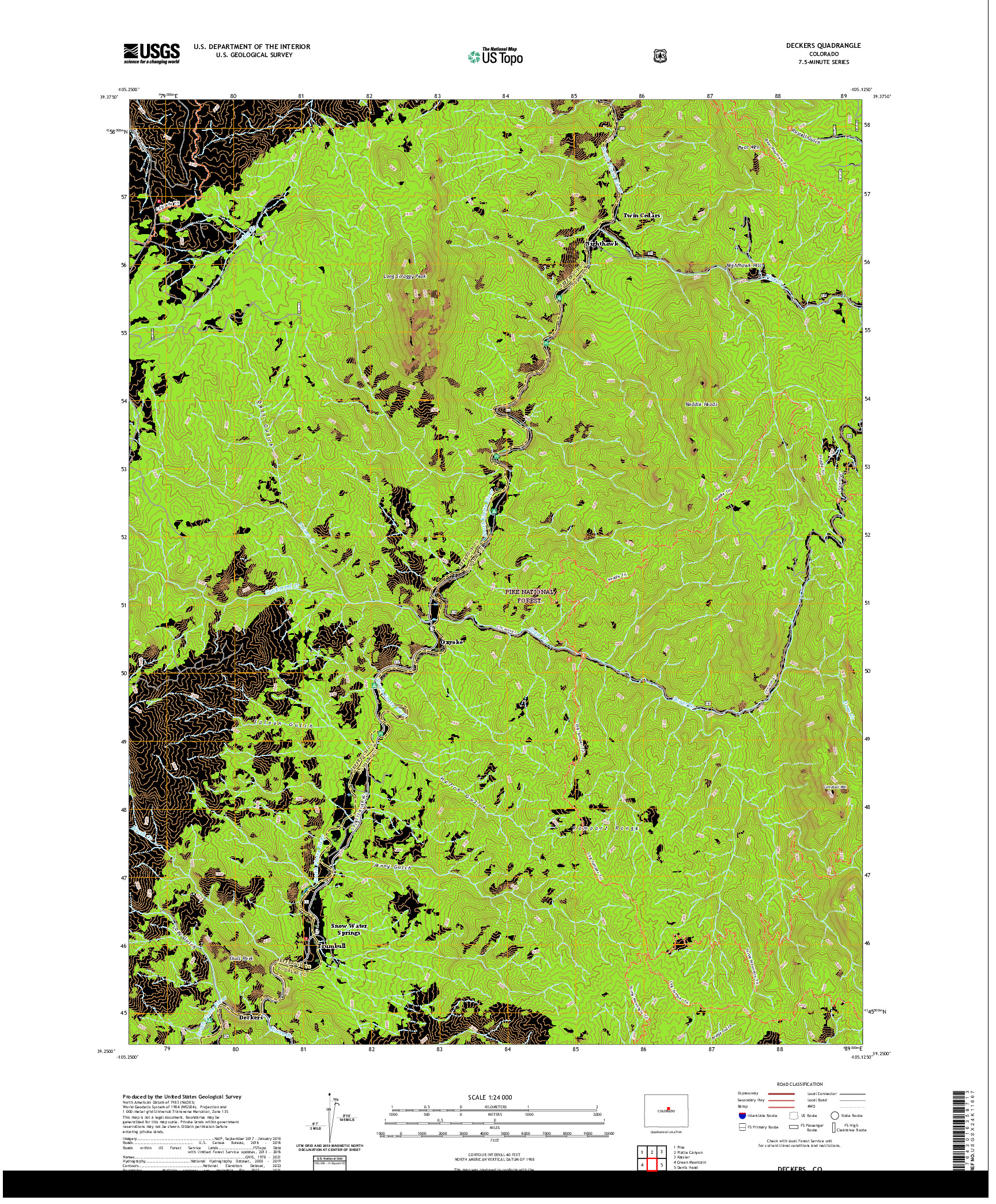 US TOPO 7.5-MINUTE MAP FOR DECKERS, CO