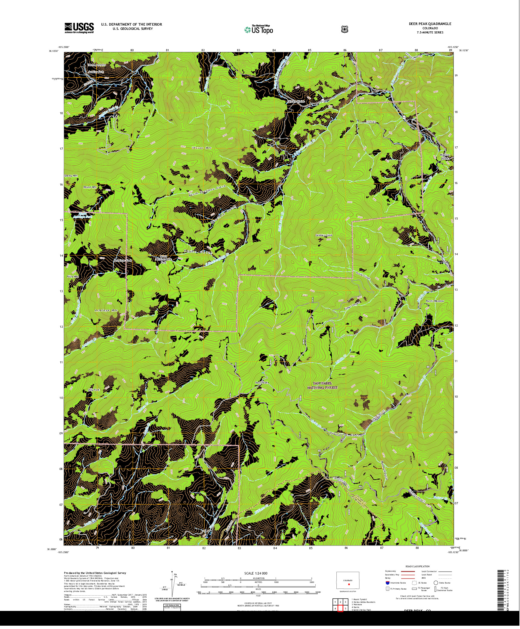 US TOPO 7.5-MINUTE MAP FOR DEER PEAK, CO