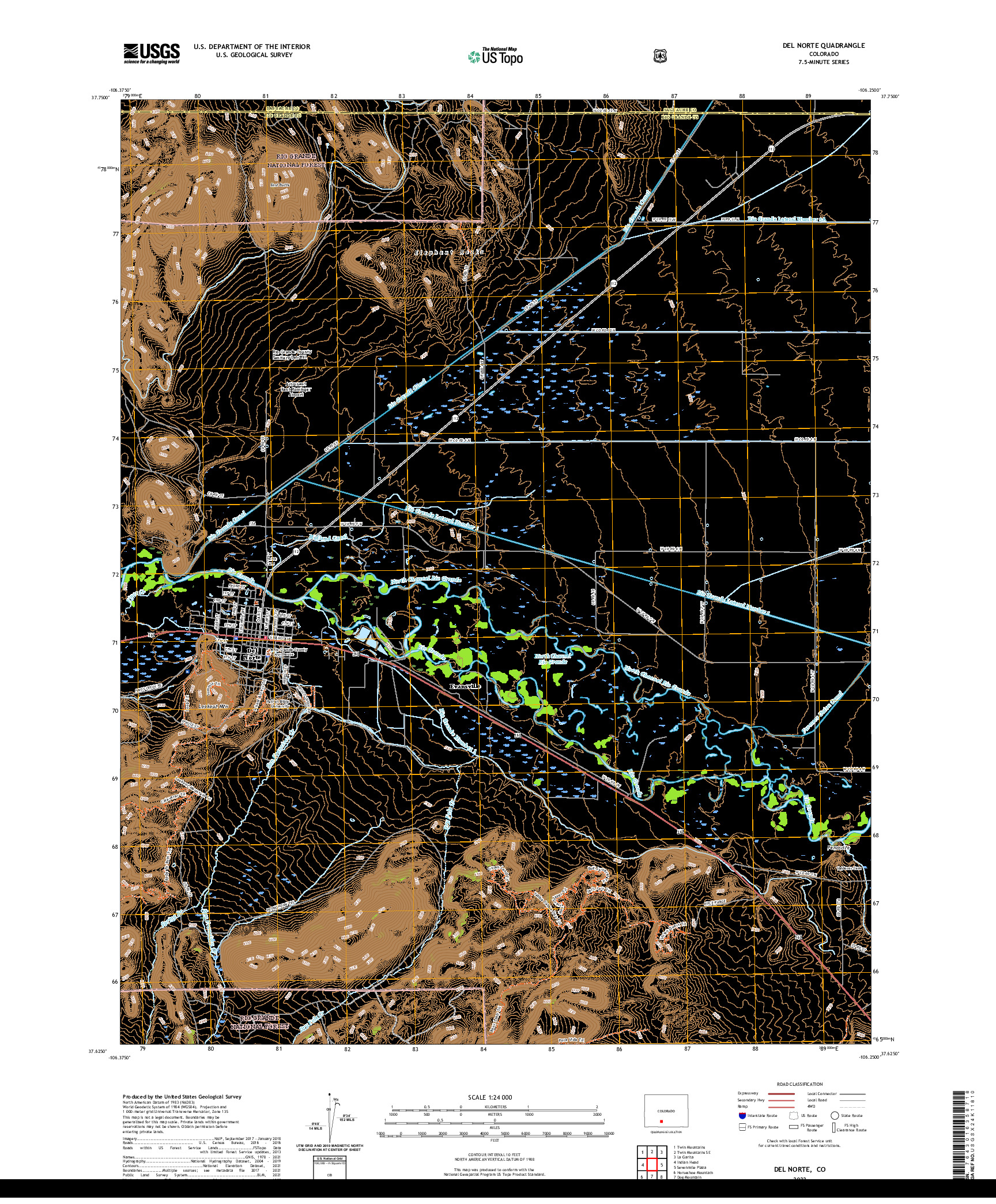 US TOPO 7.5-MINUTE MAP FOR DEL NORTE, CO