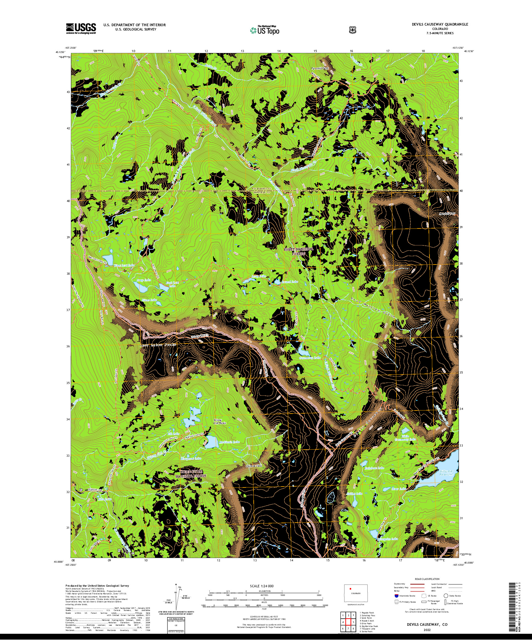 US TOPO 7.5-MINUTE MAP FOR DEVILS CAUSEWAY, CO