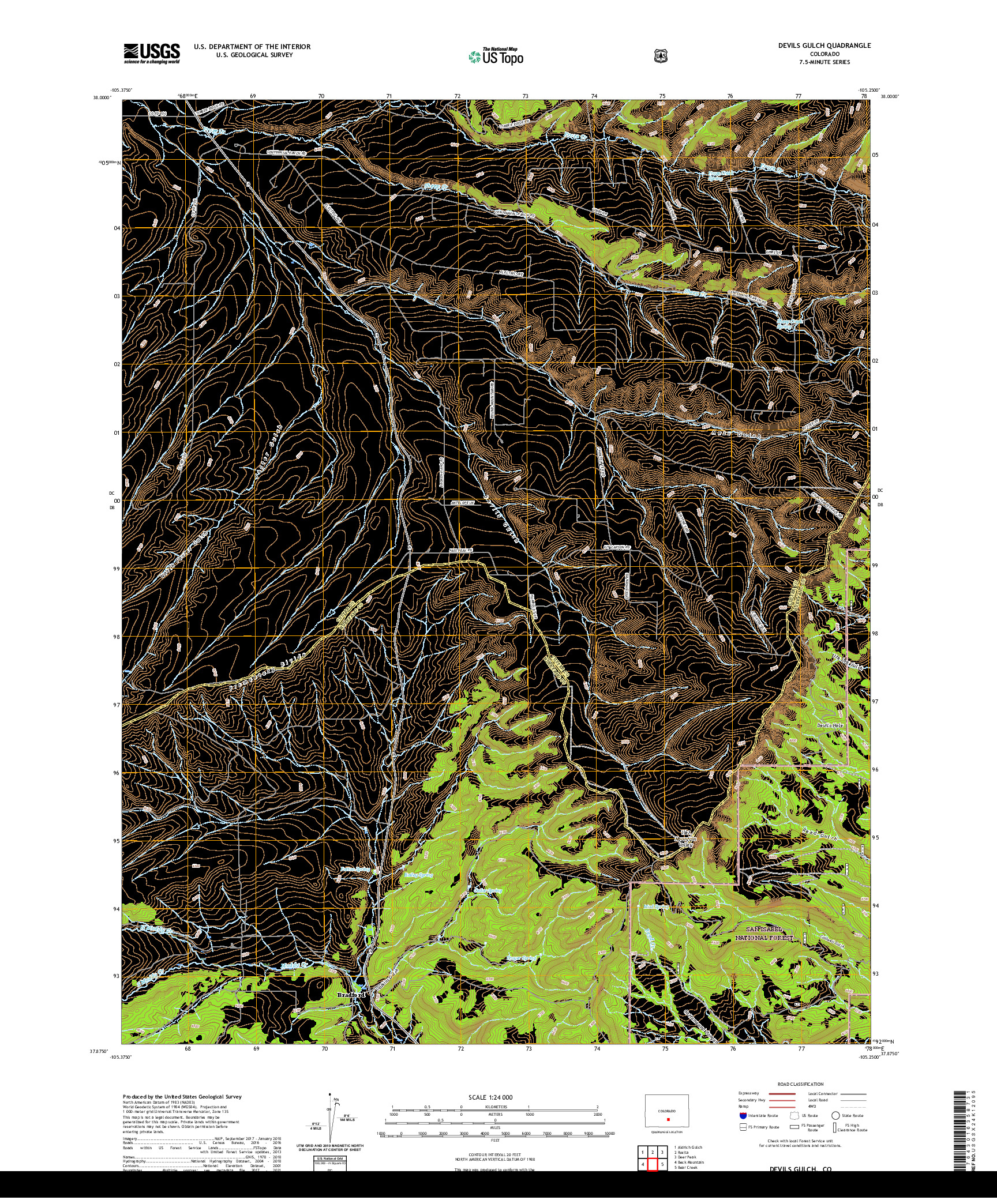 US TOPO 7.5-MINUTE MAP FOR DEVILS GULCH, CO