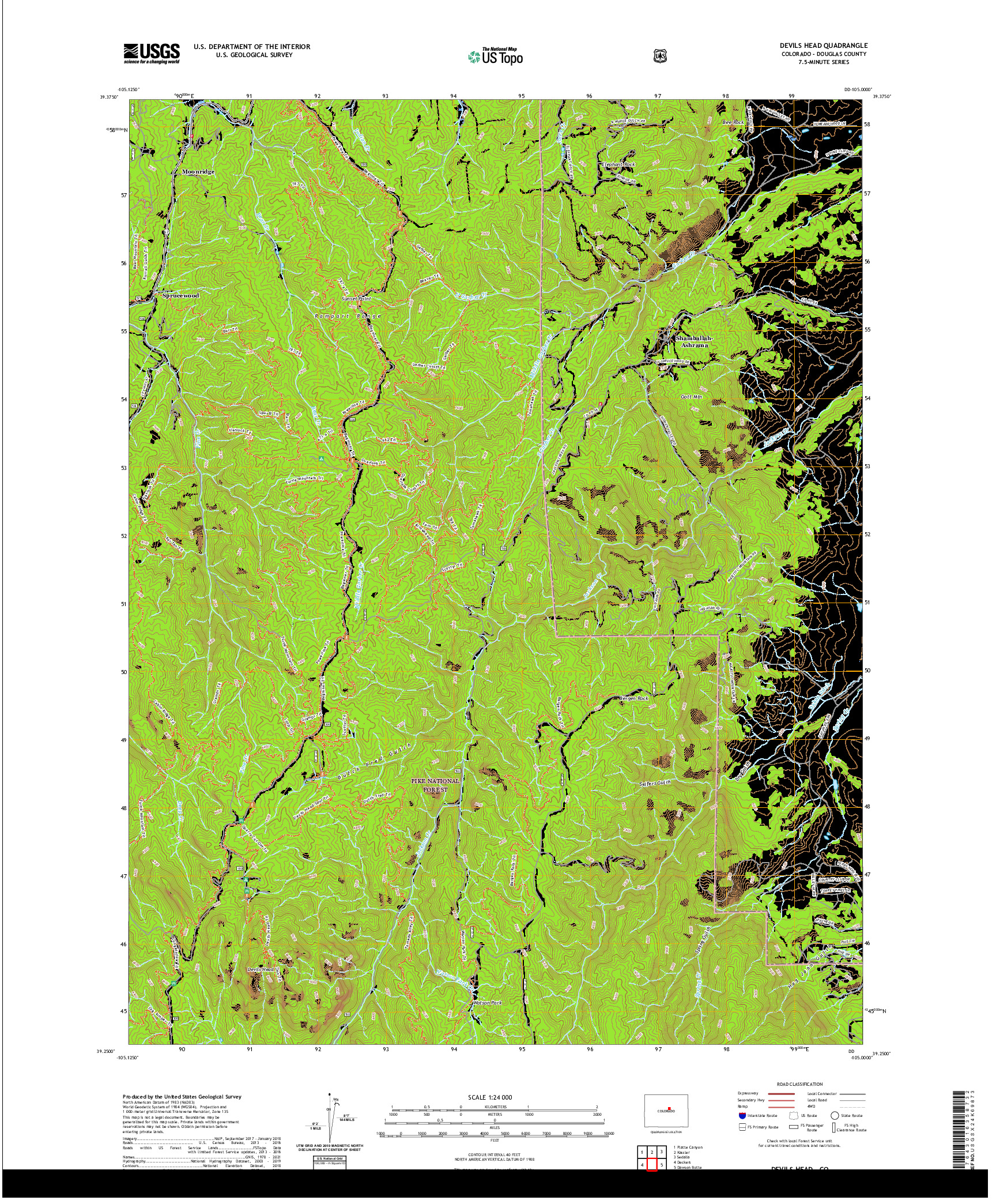 US TOPO 7.5-MINUTE MAP FOR DEVILS HEAD, CO