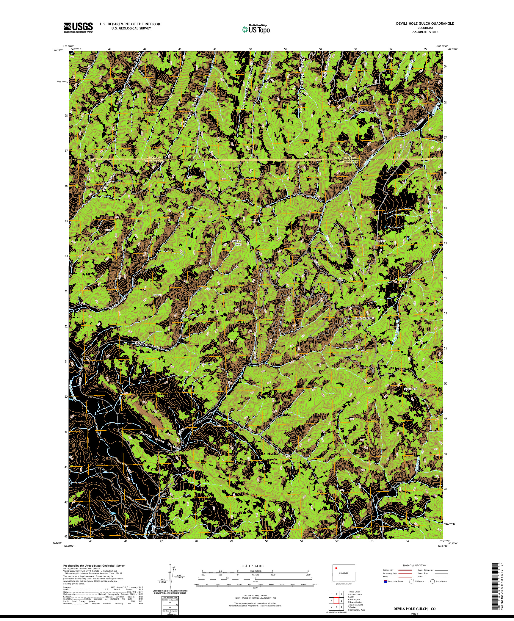 US TOPO 7.5-MINUTE MAP FOR DEVILS HOLE GULCH, CO