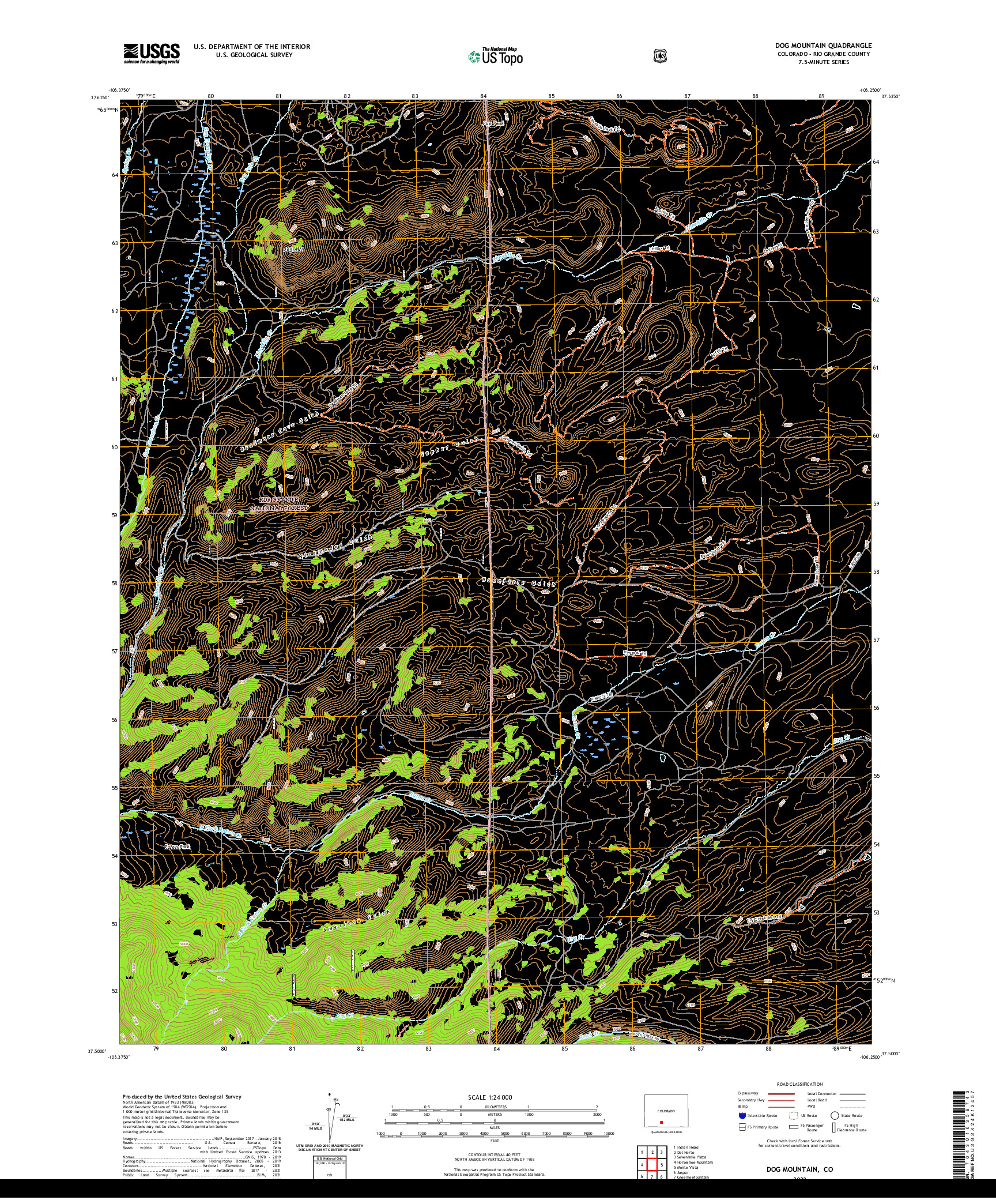 US TOPO 7.5-MINUTE MAP FOR DOG MOUNTAIN, CO