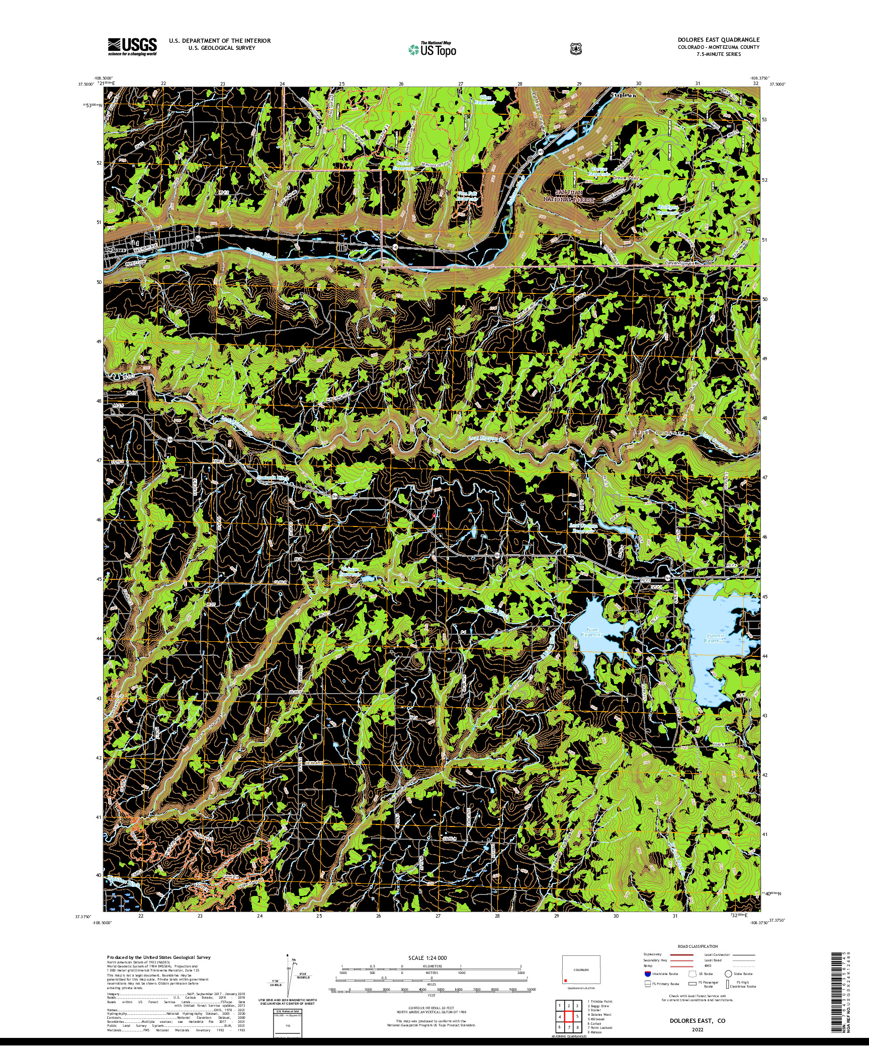 US TOPO 7.5-MINUTE MAP FOR DOLORES EAST, CO